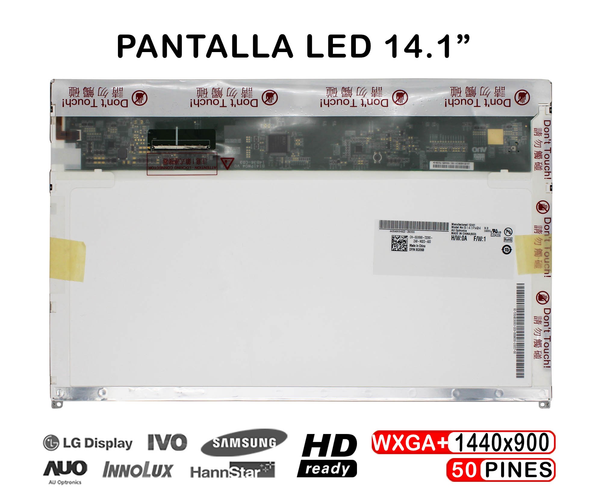 ECRÃ LED DE 14.1" PARA PORTATIL B141PW04 V0 HW0A