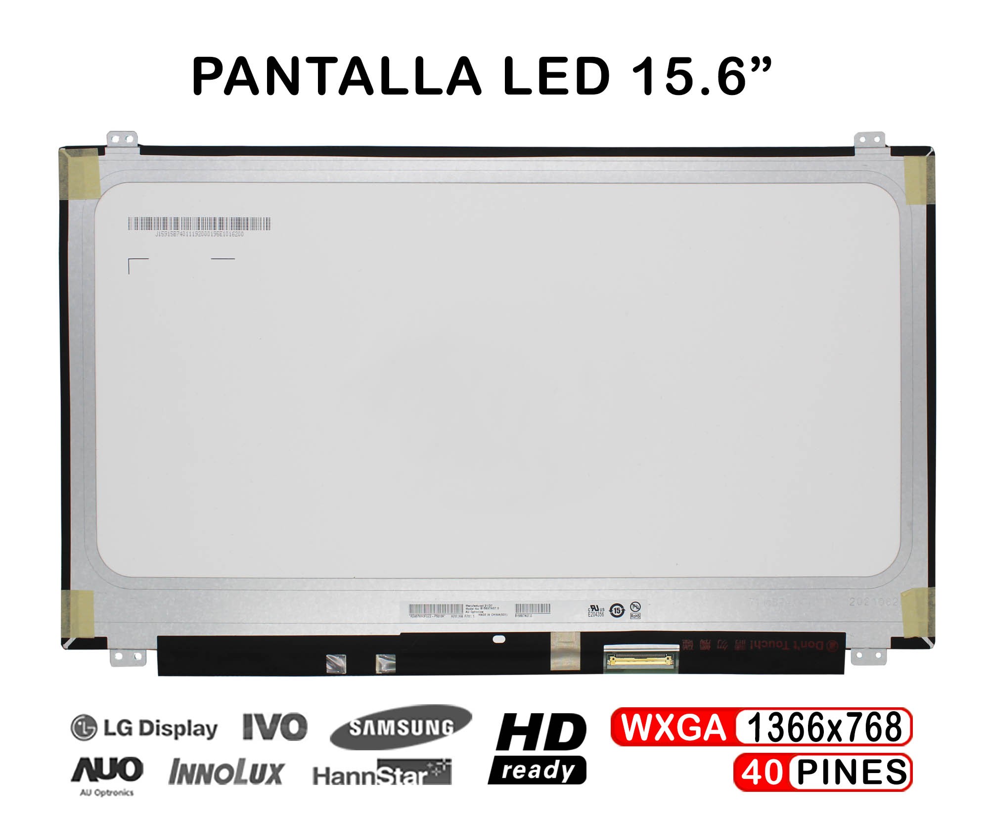 ECRÃ LED DE 15.6" PARA PORTATIL B156XTN07.0 H/W:HA F/W:1