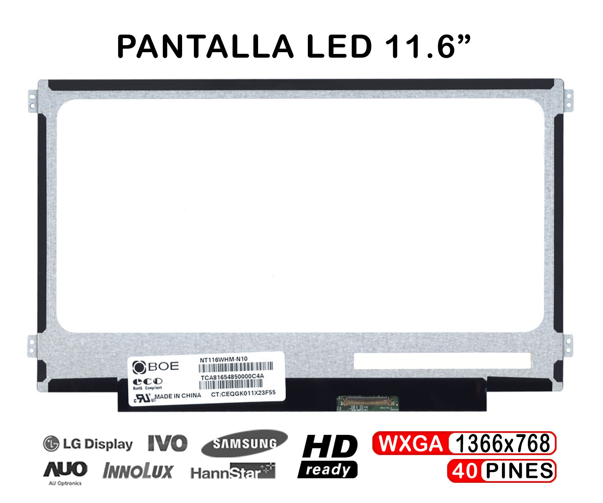 ECRÃ LED DE 11.6" PARA PORTATIL DELL INSPIRON 11Z B116XW03 V.0