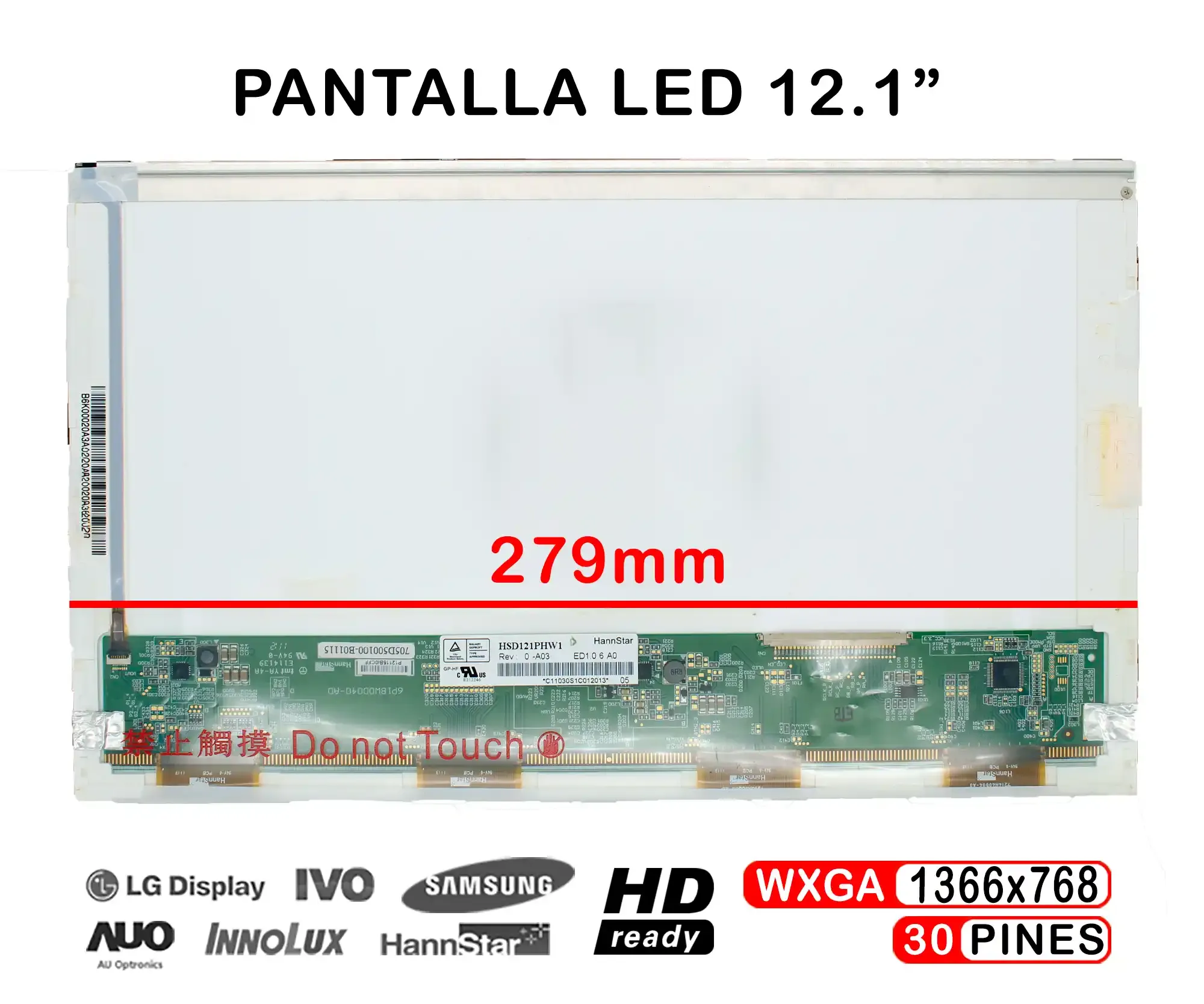 ECRÃ LED DE 12.1" PARA PORTATIL HSD121PHW1-A03 HSD121PHW1-A01