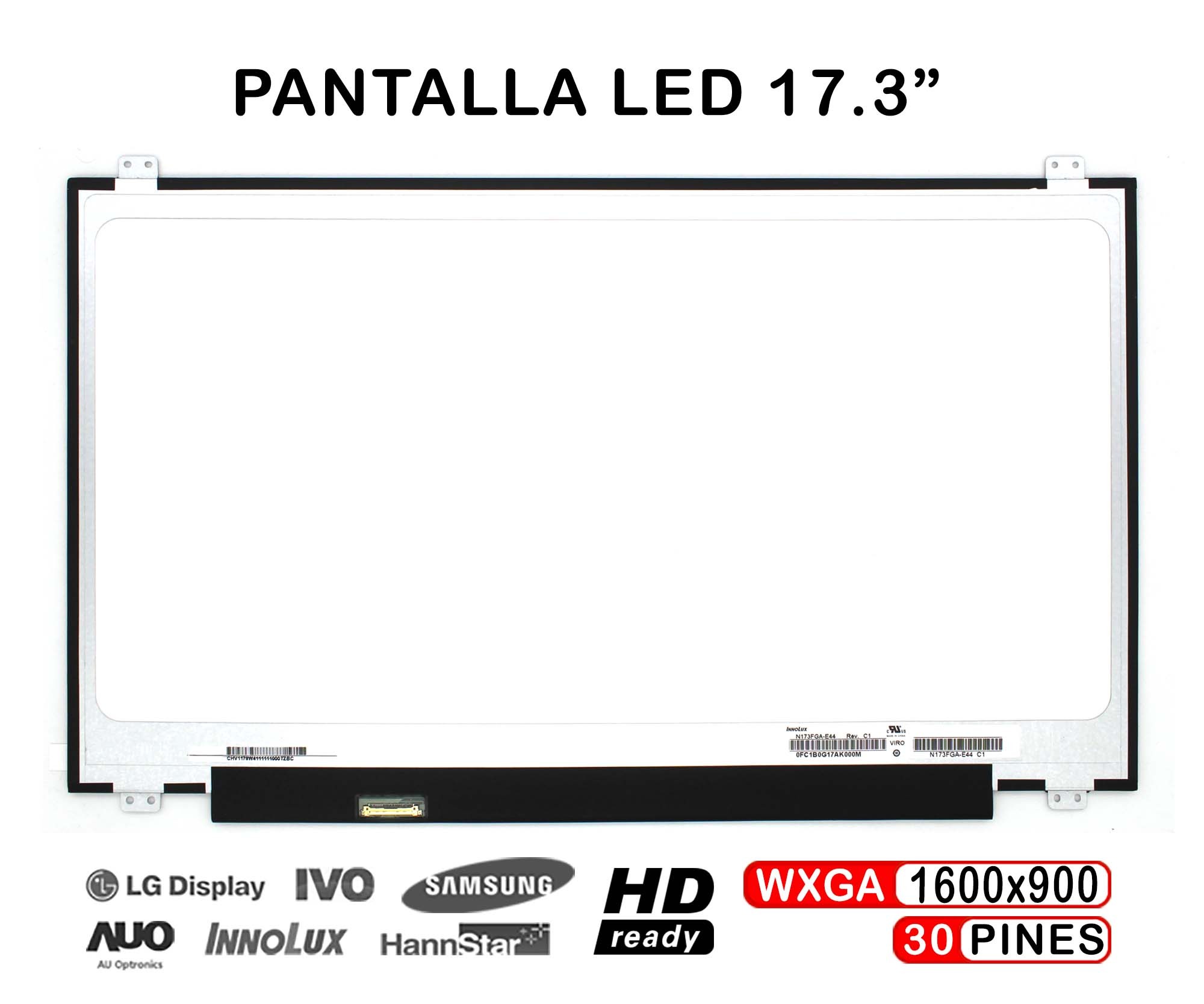 ECRÃ LED DE 17.3" PARA PORTATIL LTN173KT04 1600x900 30 PINES