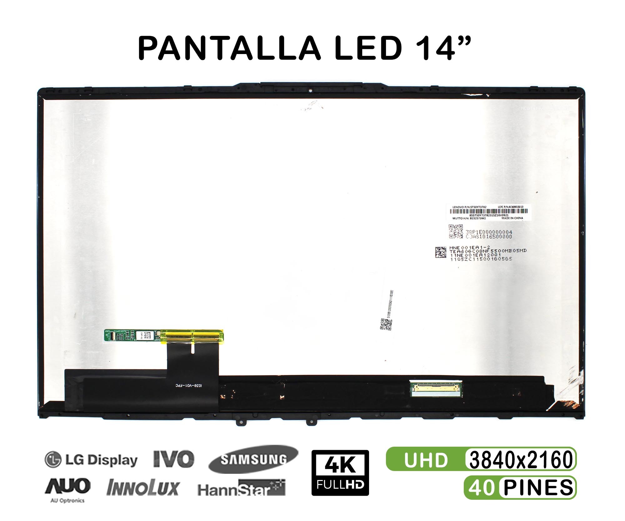 ECRÃ LED TÁTIL DE 14" PARA PORTATIL LENOVO YOGA C940-14IIL 5D10S39596 4K COM QUADRO