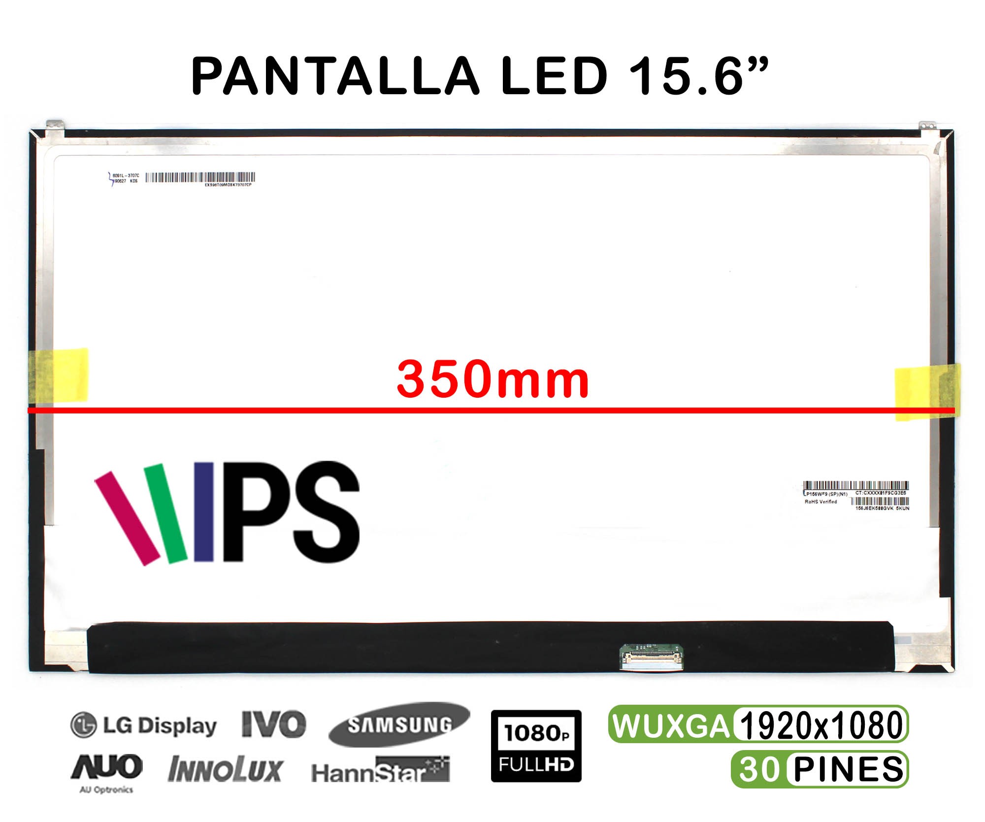 ECRÃ LED DE 15.6" PARA PORTATIL LP156WF9-SPN1 IPS FHD 30 PINES