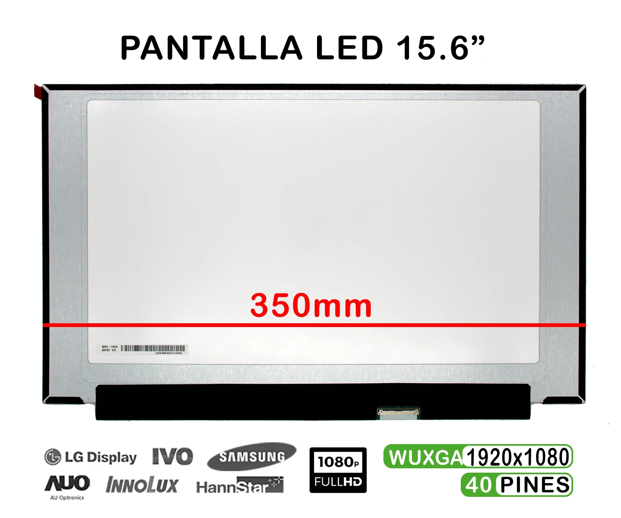 ECRÃ LED DE 15.6" PARA PORTÁTIL LP156WFJ-SPB1 FHD 40 PINOS