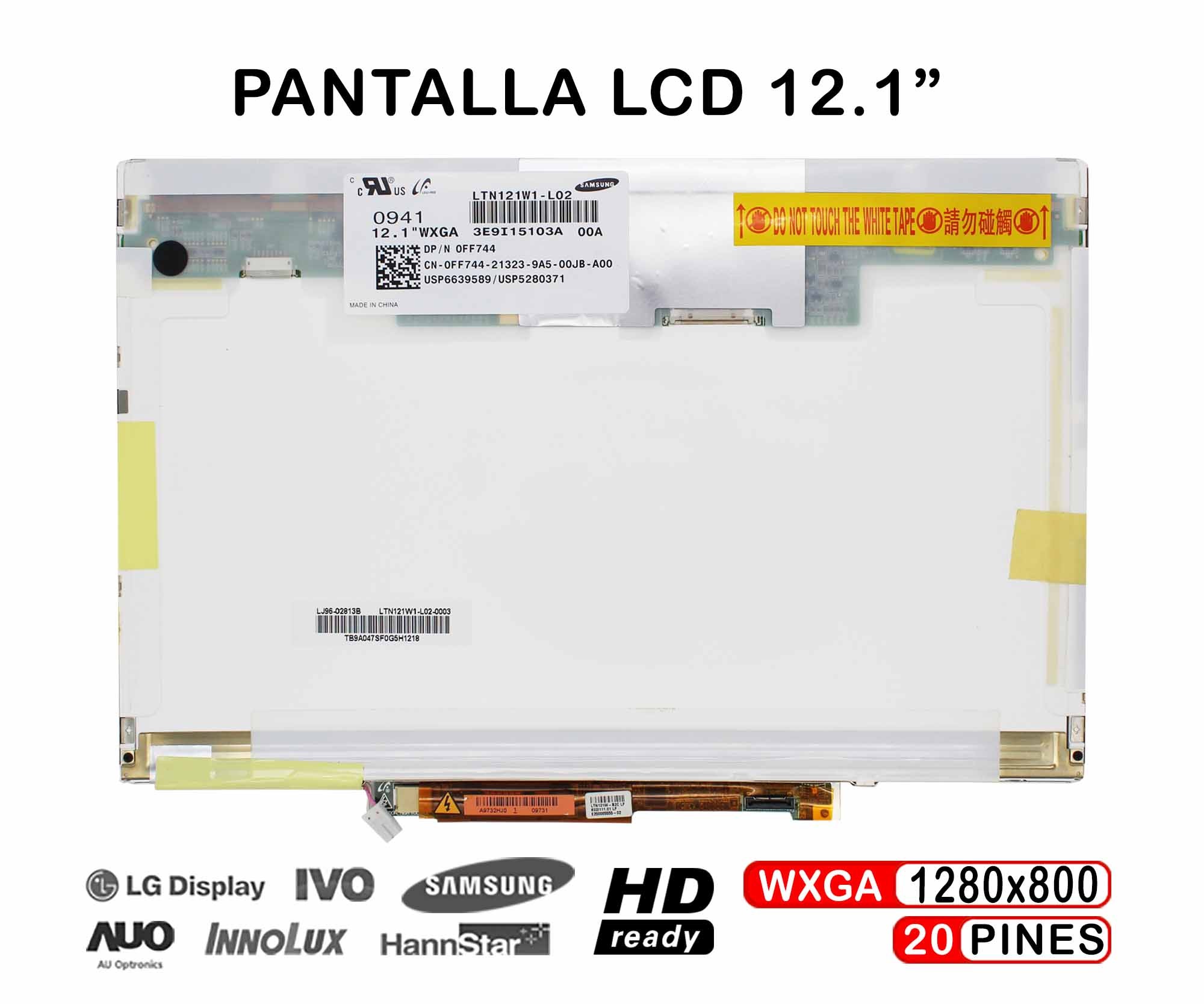 ECRÃ LCD DE 12.1" PARA PORTÁTIL LTN121W1-L02