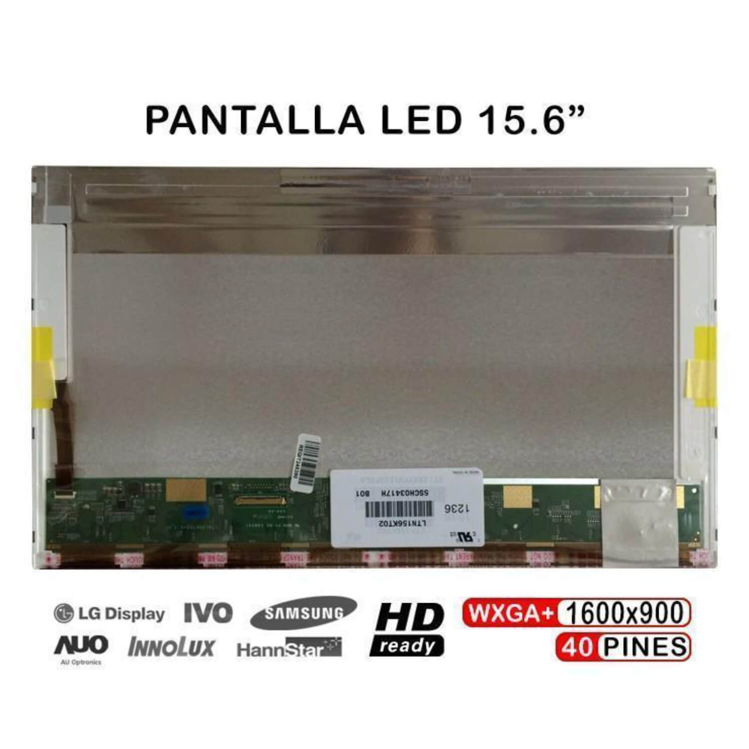 ECRÃ LED DE 15,6" PARA LAPTOP LTN156KT02 LP156WD1 TLD1 TLM1 B156RW01