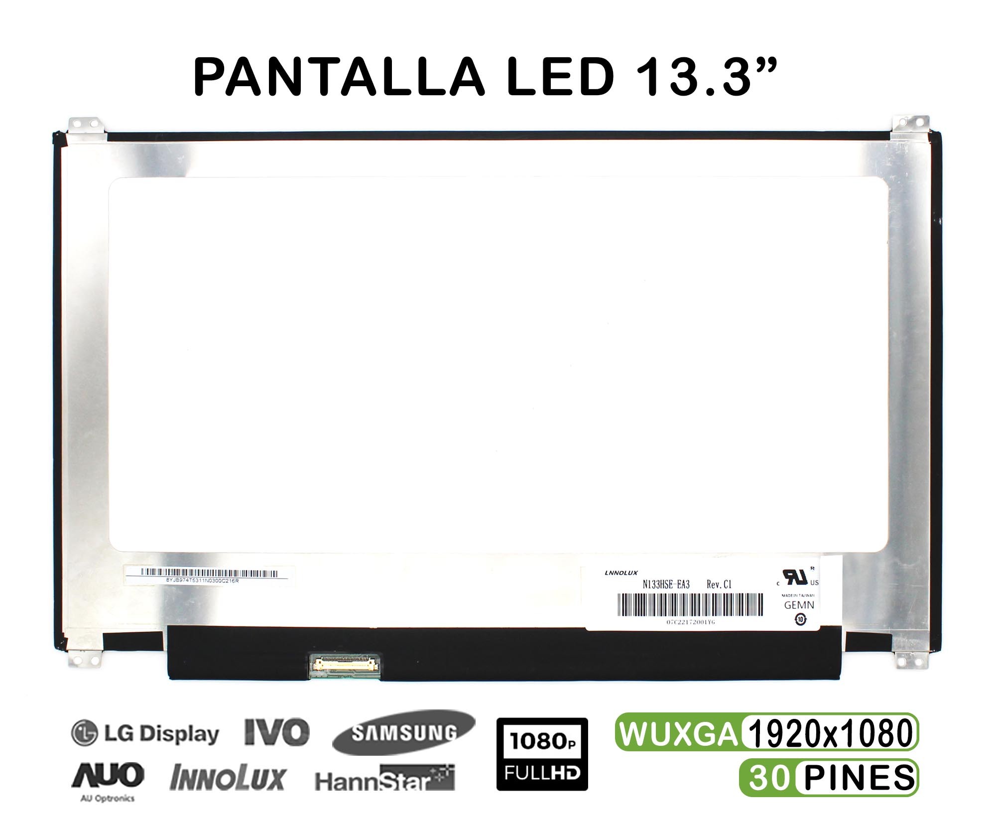 ECRÃ LED DE 13.3" PARA PORTATIL N133HSE-EA3 REV.C1 30 PINES