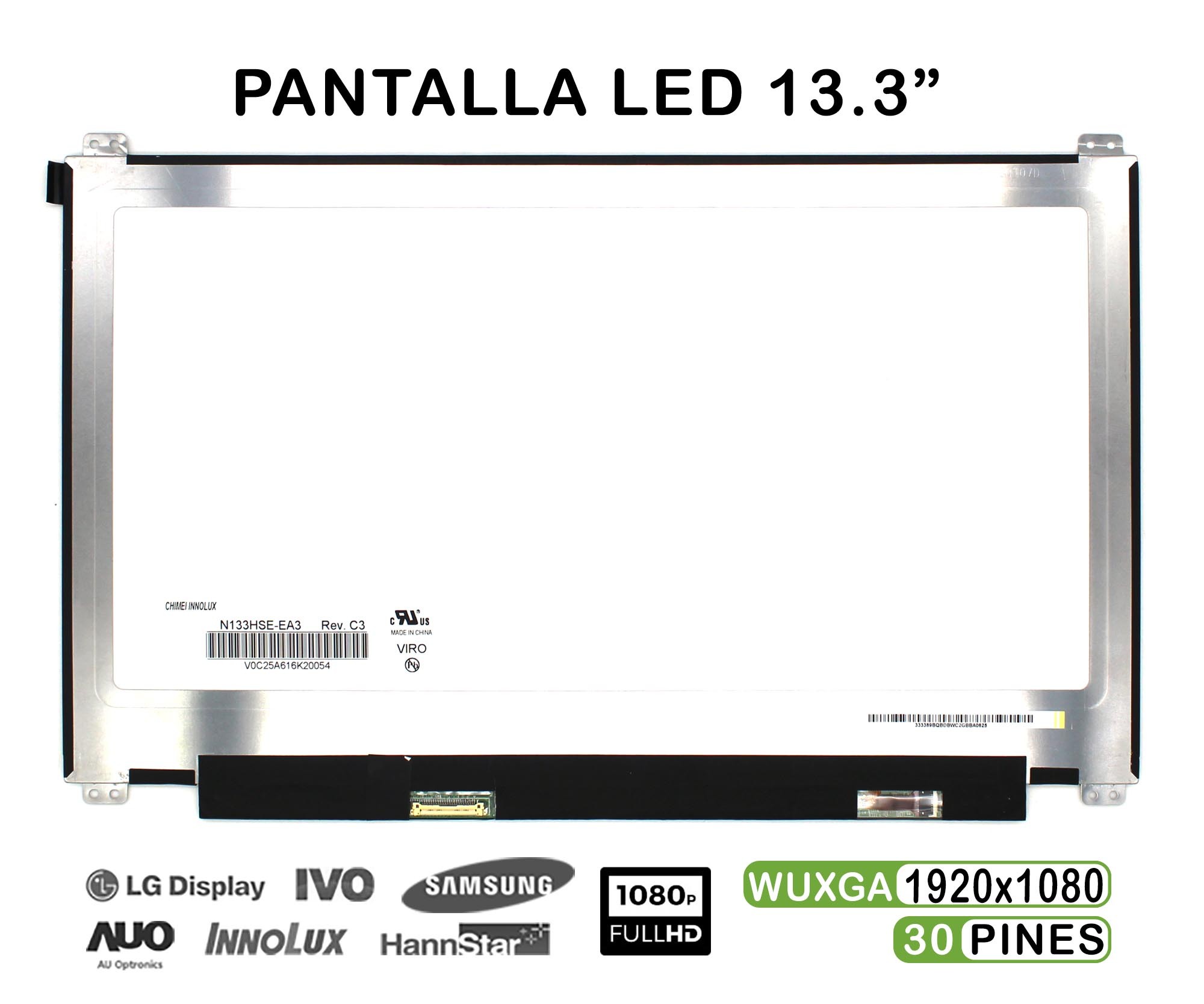 ECRÃ LED DE 13.3" PARA PORTATIL N133HSE-EA3 REV.C3 30 PINES