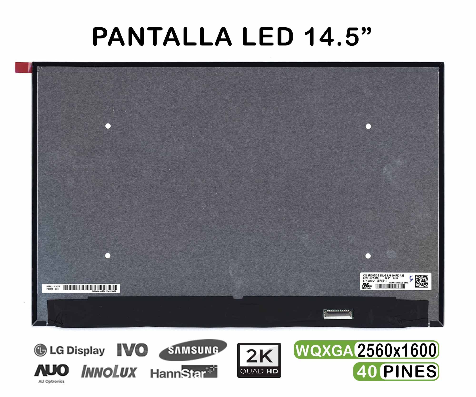 ECRÃ LED DE 14.5" PARA PORTATIL N145GCG-GT1 LP145WQ1-SPB1 QHD 40 PINES