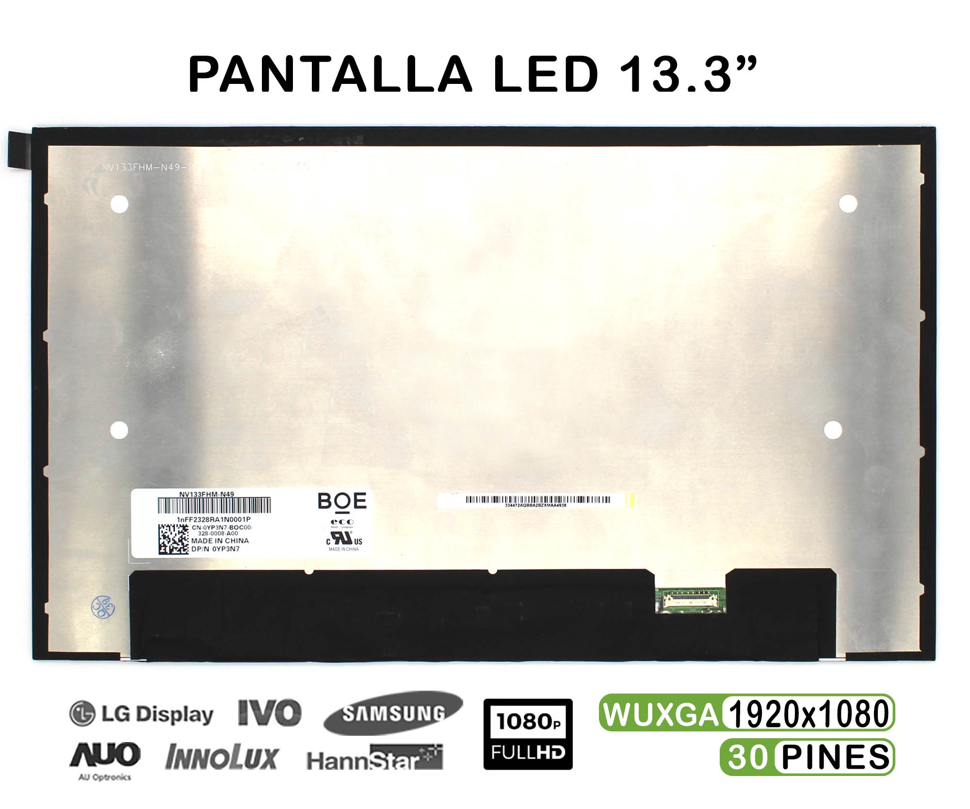 ECRÃ LED DE 13.3" PARA PORTATIL NV133FHM-N49 30 PINES