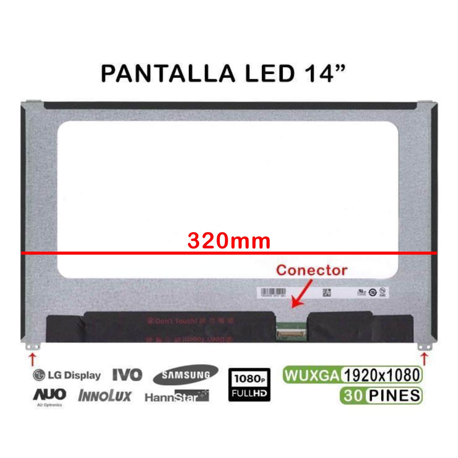 ECRÃ LED DE 14" PARA LAPTOP NV140FHM-N47 06HY1W 6HY1W 30 PINOS - Image 2