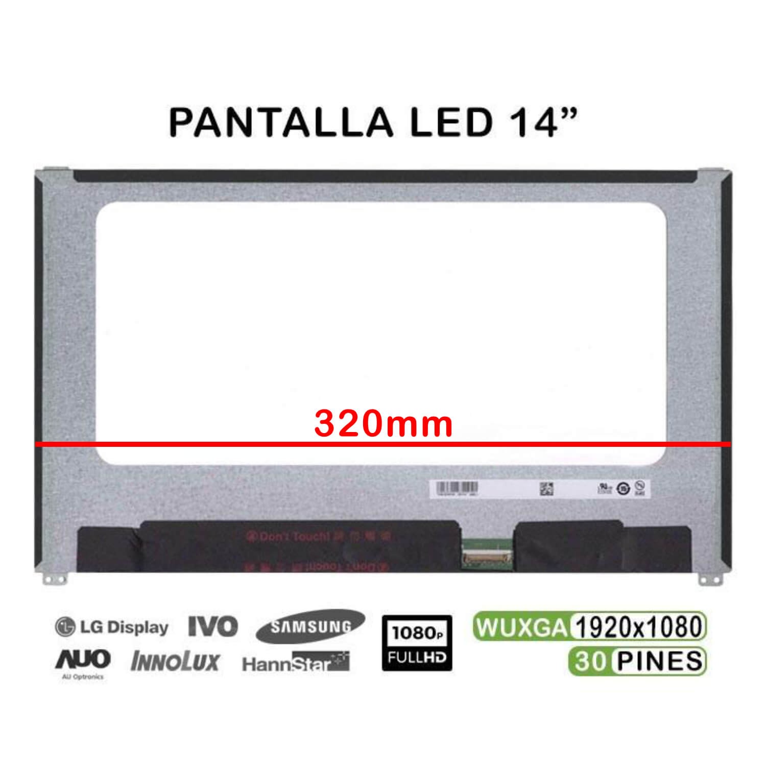 ECRÃ LED DE 14" PARA LAPTOP NV140FHM-N47 06HY1W 6HY1W 30 PINOS