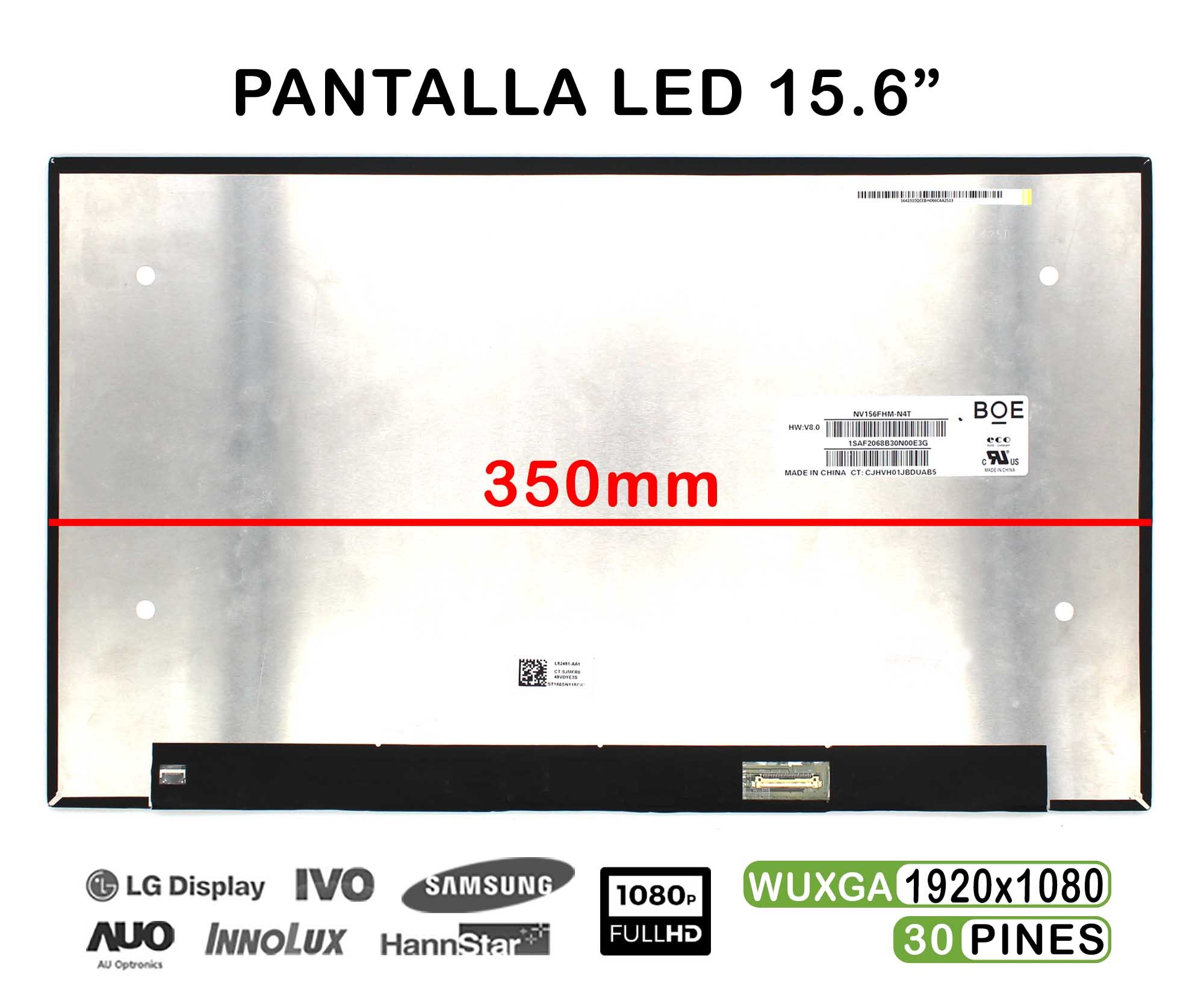 ECRÃ LED DE 15,6" PARA LAPTOP NV156FHM-N4M NV156FHM-N4H FHD 350MM