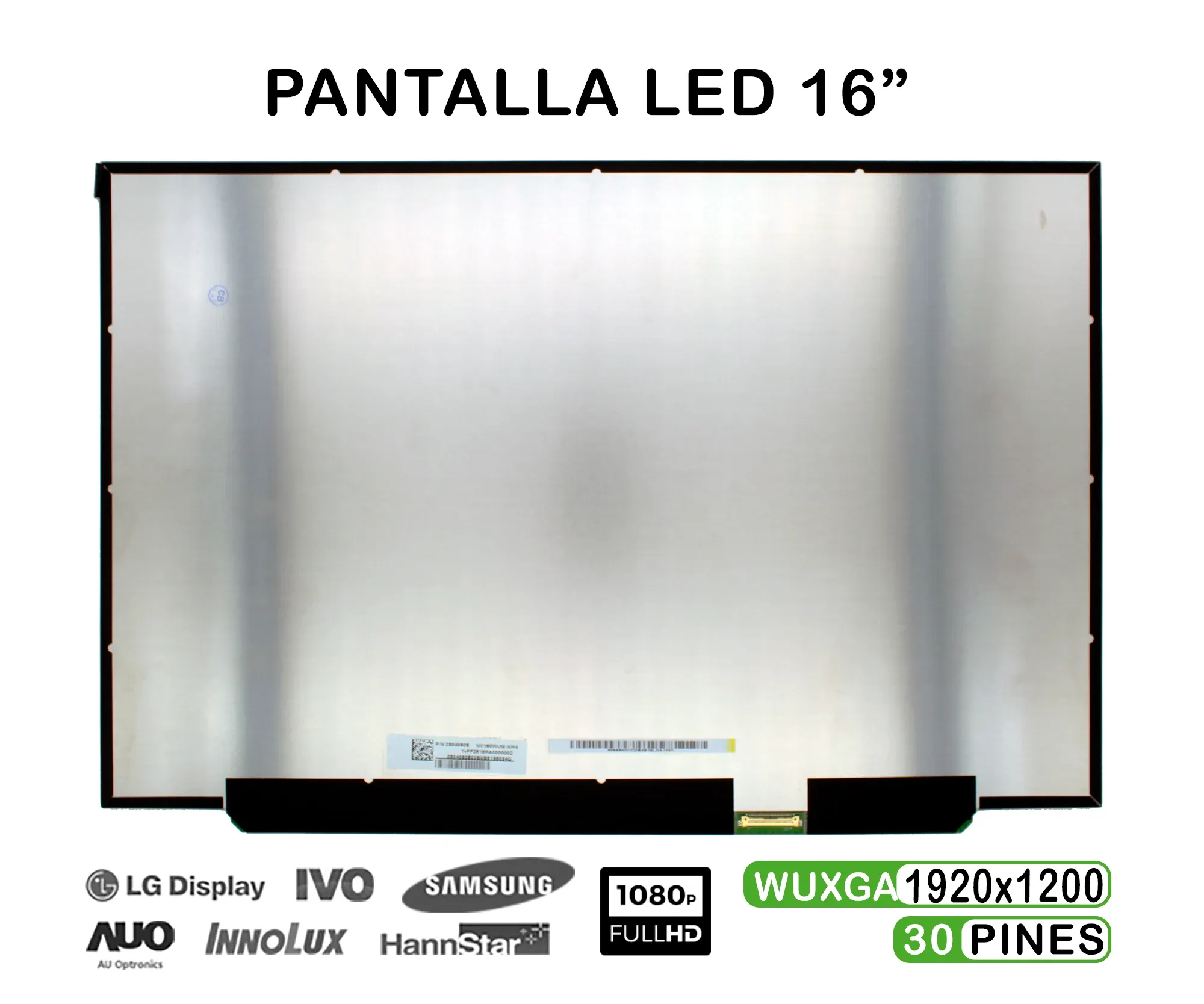 ECRÃ LED DE 16" PARA PORTATIL NV160WUM-NH0 30 PINES FHD