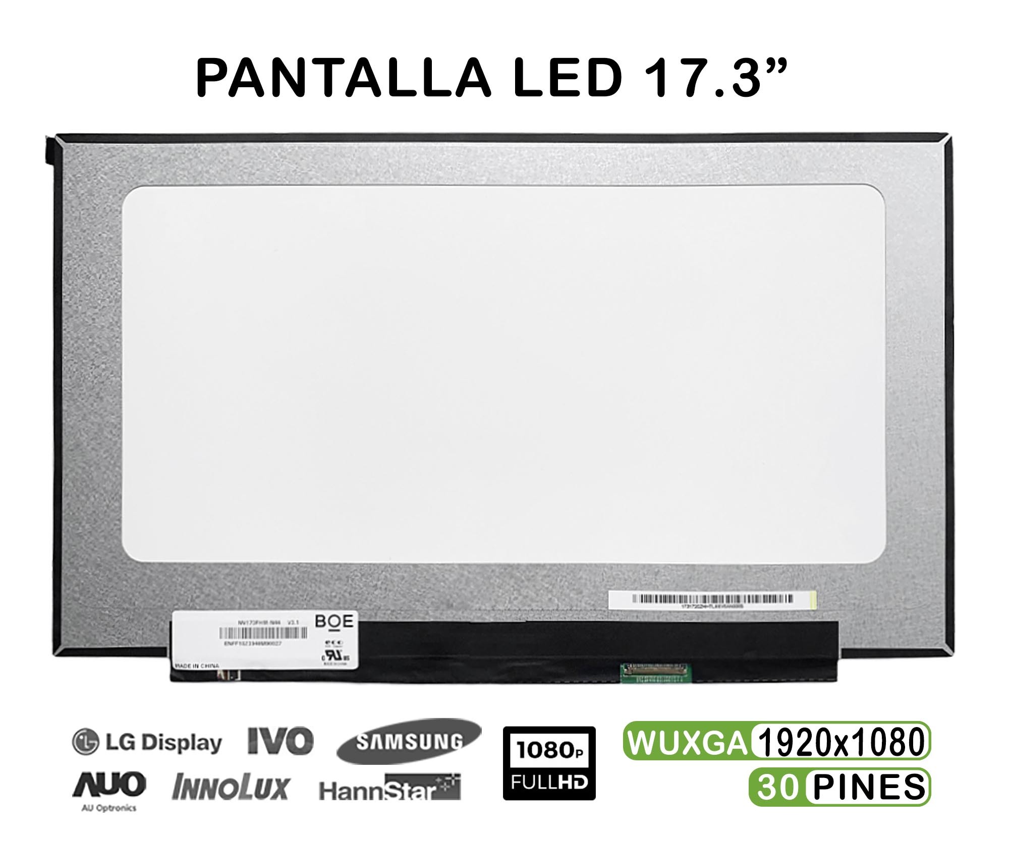 ECRÃ LED DE 17,3" PARA LAPTOP NV173FHM-N49 NV173FHM-N46 FHD 30 PINOS IPS