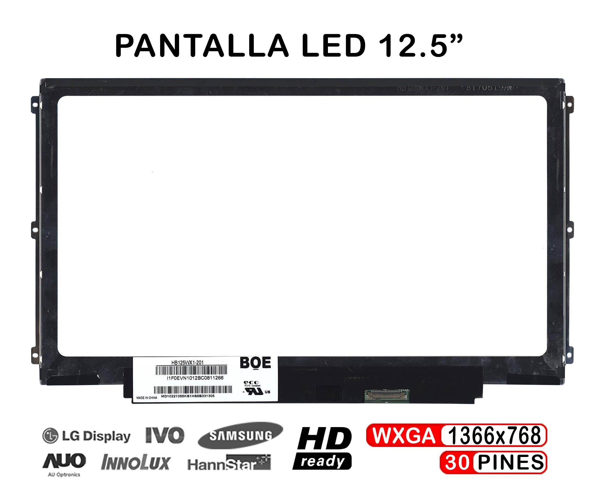 ECRÃ LED DE 12,5" DELL LATITUDE E7240 HB125WX1-100 PARA LAPTOP