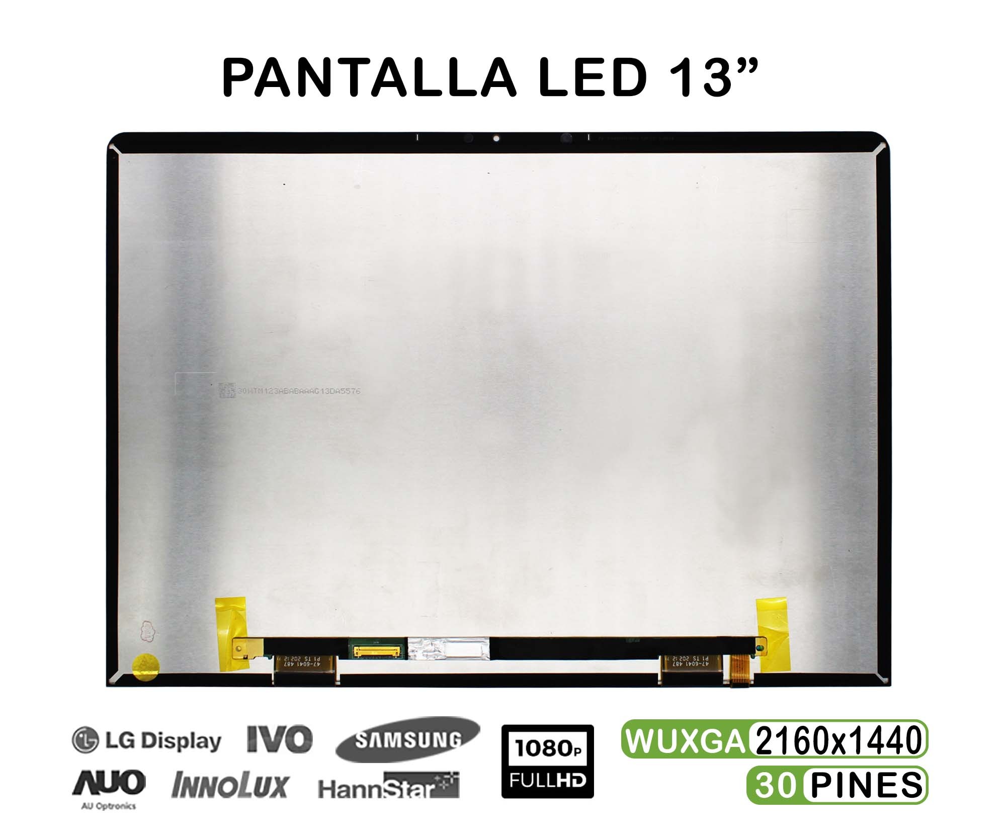 ECRÃ LED DE 13" PARA PORTATIL TV130WTM-NH0 2160X1440 30 PINES VIDRADO