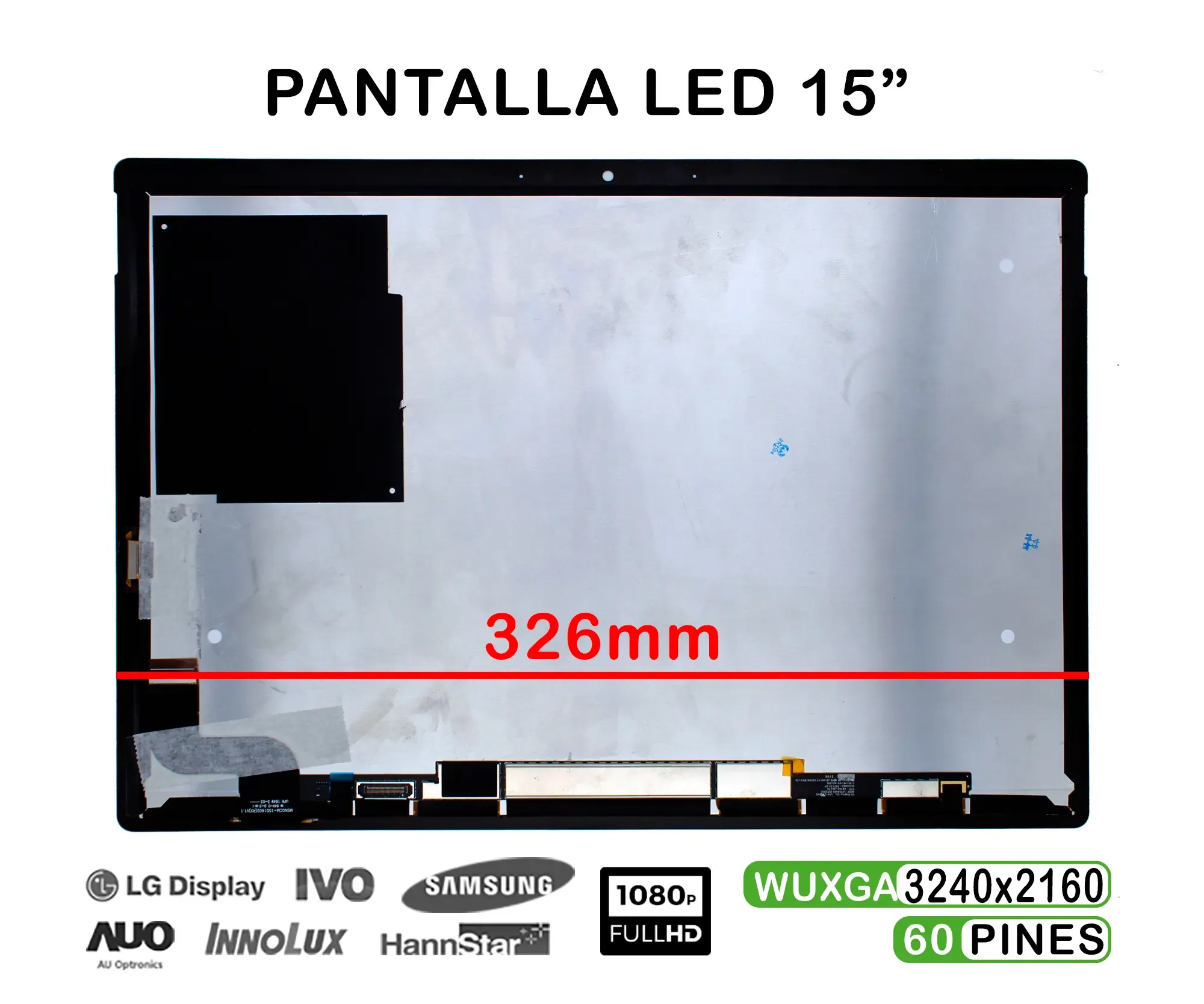 ECRÃ TÁCTIL RETINA DE 15" MICROSOFT SURFACE BOOK 2 LP150QD1-SPA1 60 PINOS