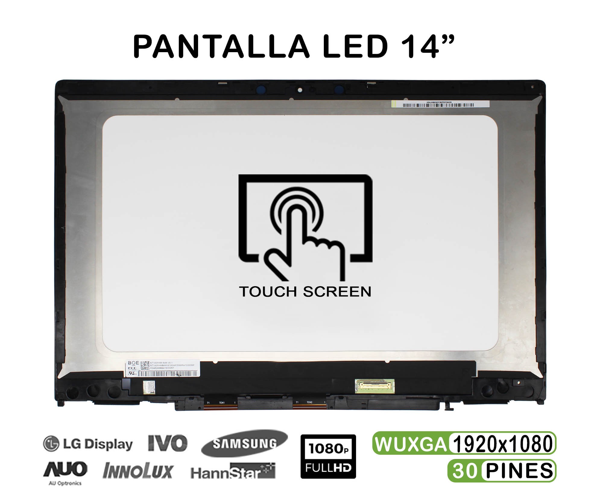 ECRÃ TÁTIL DE LED DE 14" COM MOLDURA PARA PORTÁTIL HP PAVILION X360 14-CD 14-CD0003NS 14-CD0008NS