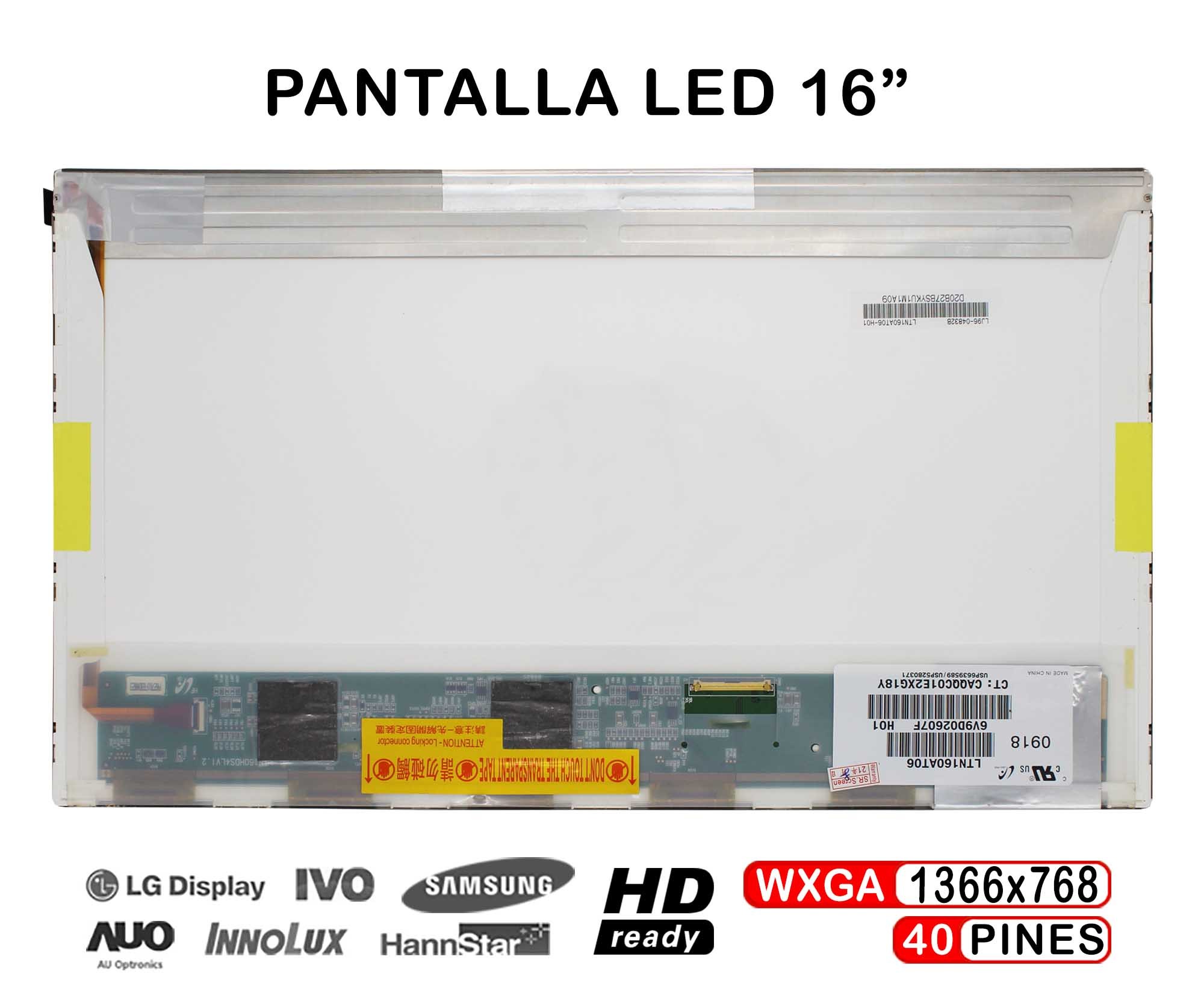 ECRÃ LED DE 16" PARA PORTATIL TOSHIBA SATELLITE A500-18Q