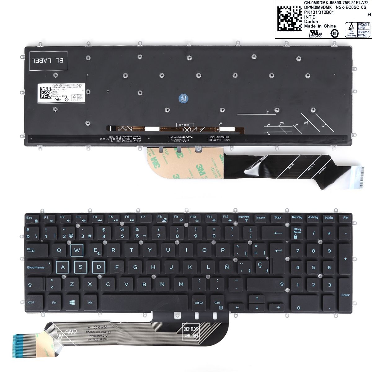 TECLADO RETROILUMINADO PARA PORTÁTIL DELL 7566 14-0037A-WX01-K31 PK131Q12B01 0M9DMK