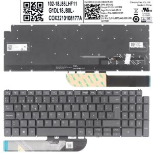 TECLADO RETROILUMINADO PARA PORTÁTIL DELL 7591 7590 P83F 5580 5584 5593 5598 CINZA