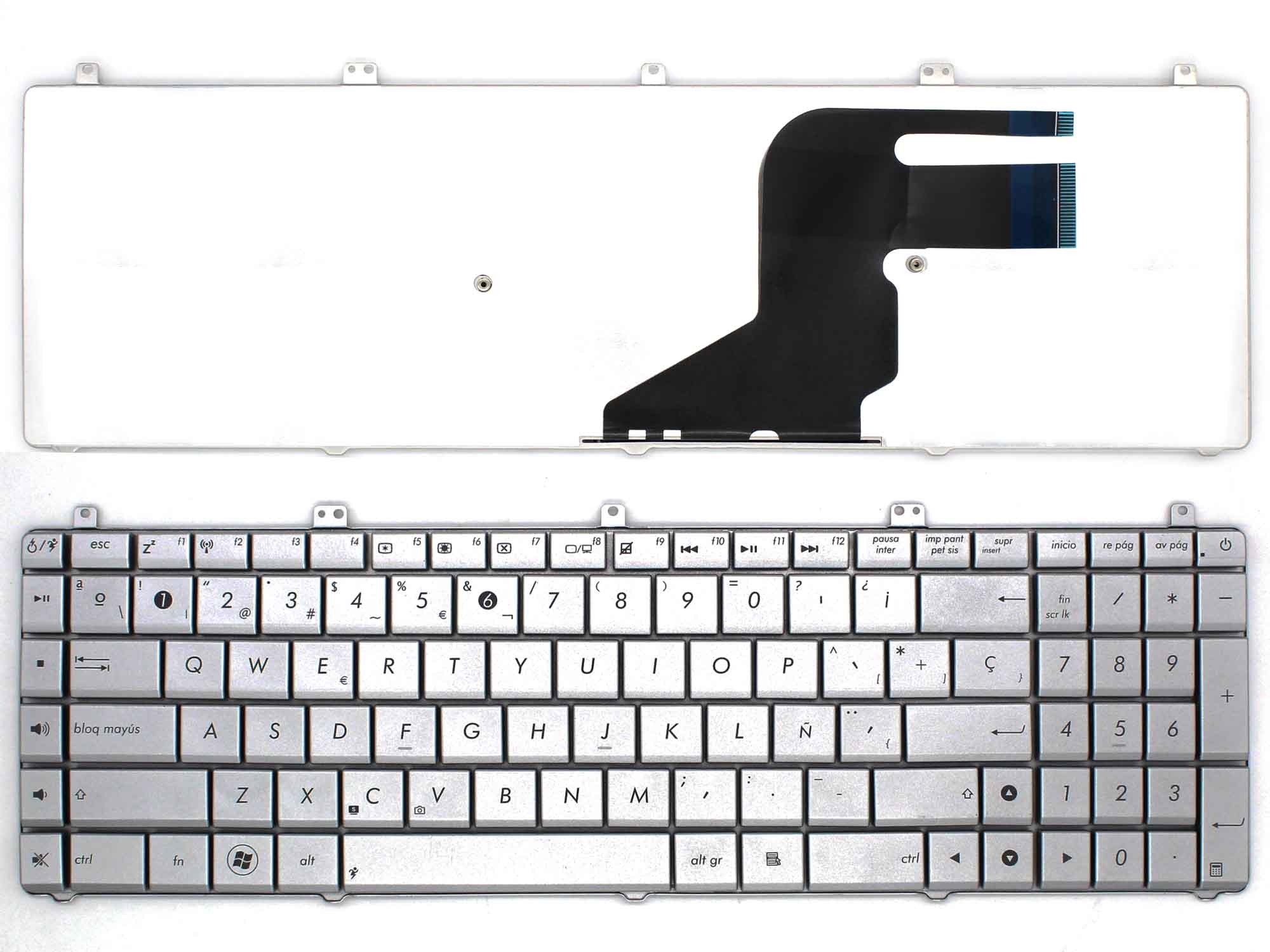 TECLADO PARA PORTATIL ASUS N55 N57 N55S N55SF N55SL N75 N75SF N75SL N75S N75Y PRATA