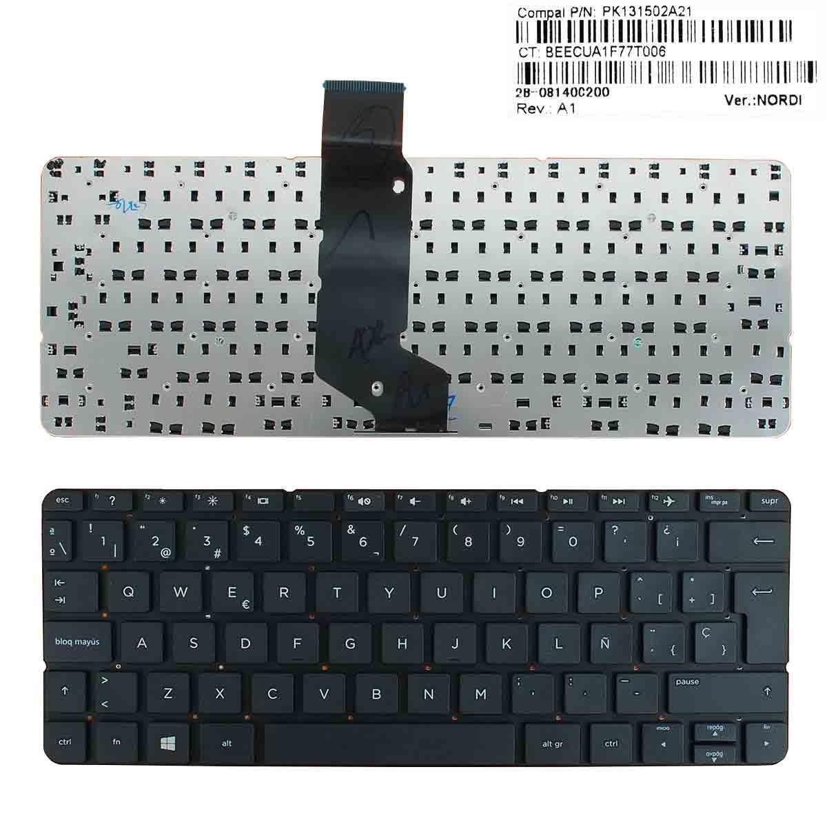 TECLADO PARA PORTATIL HP PAVILION 11-N PRETO SIN ESTRUTURA