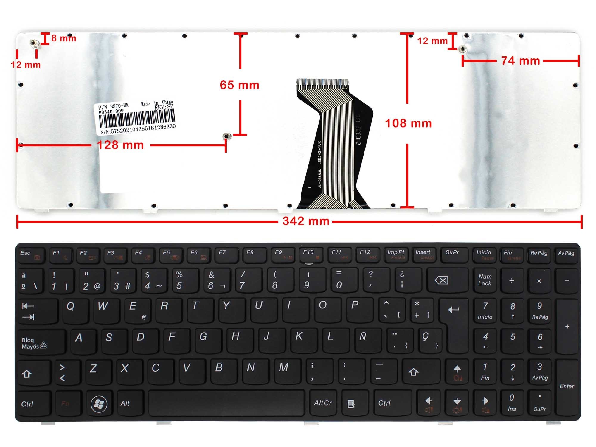 TECLADO PARA PORTATIL LENOVO B590 B590A B590G B570 B570A B570E B570G B570T B575 B575E B580 V570 V570C Y570 Z570 - Image 2