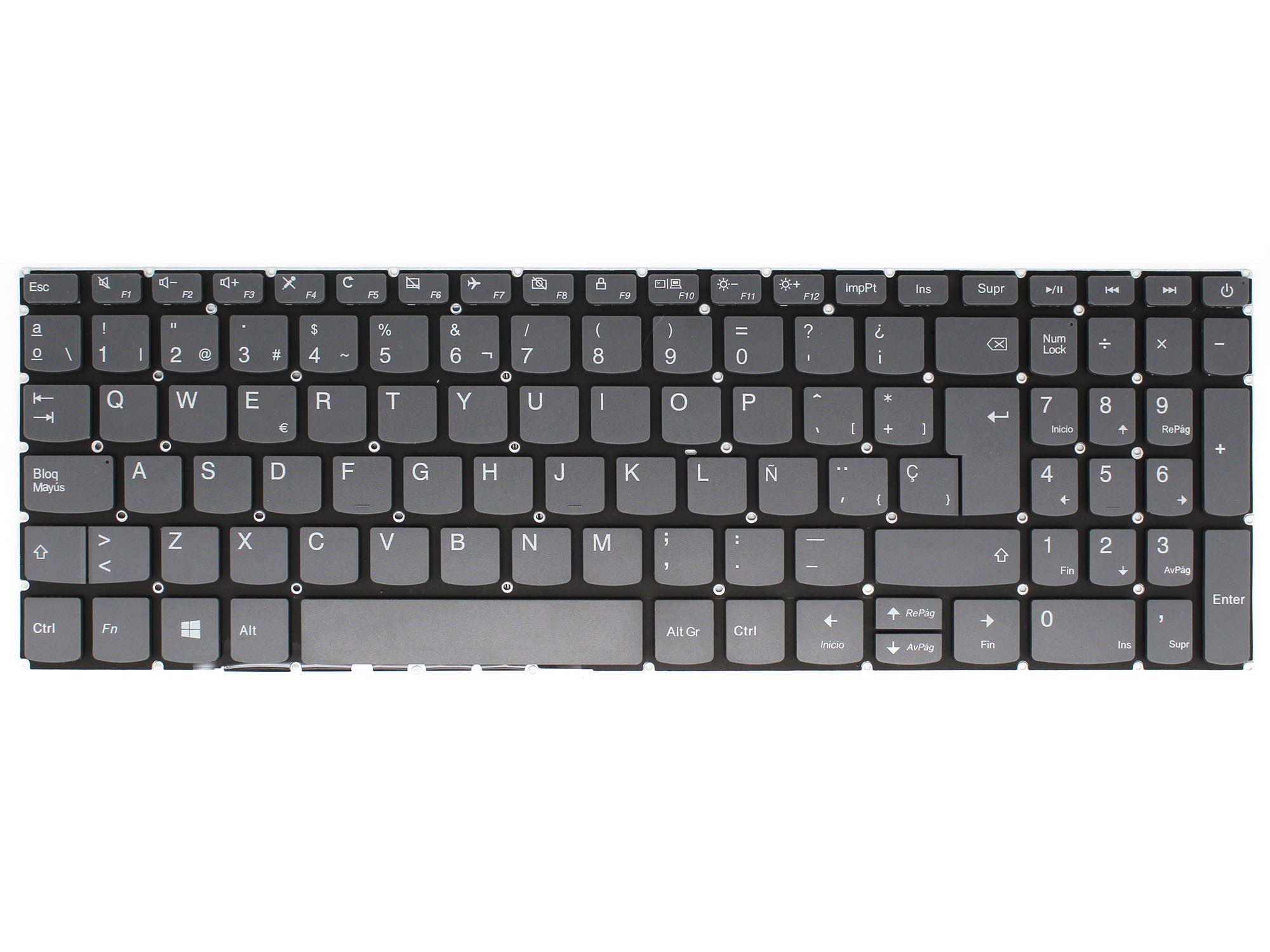 TECLADO PARA PORTATIL LENOVO IDEAPAD 320-15ABR 320-15IAP 320-15AST 320-15IKB CINZENTO WIN8 SIN ESTRUTURA - Image 2