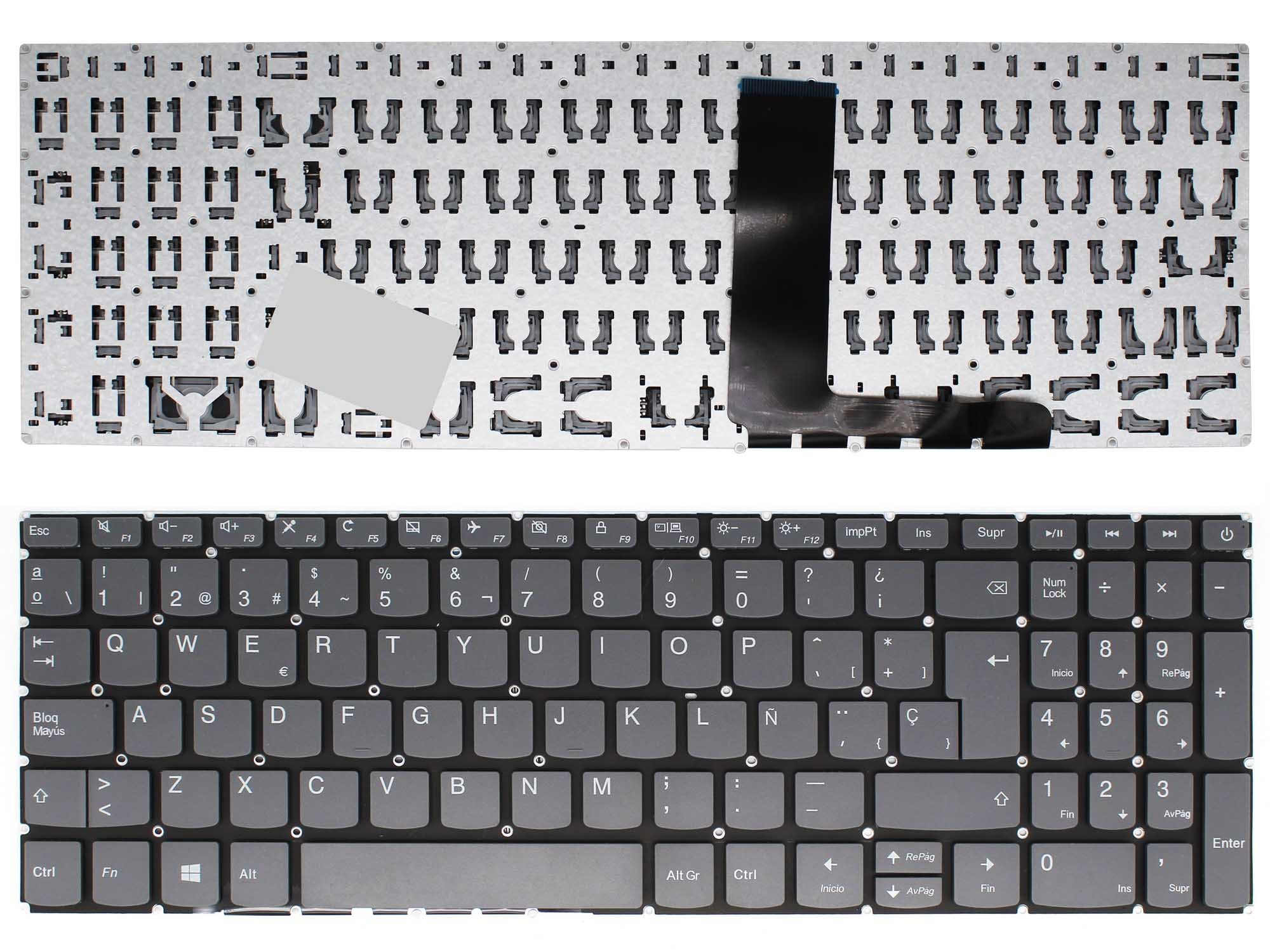 TECLADO PARA PORTATIL LENOVO IDEAPAD 320-15ABR 320-15IAP 320-15AST 320-15IKB CINZENTO WIN8 SIN ESTRUTURA