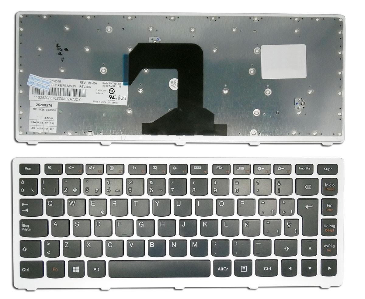 TECLADO PARA PORTATIL LENOVO S400 PRETO COM ESTRUTURA BRANCO - Image 2