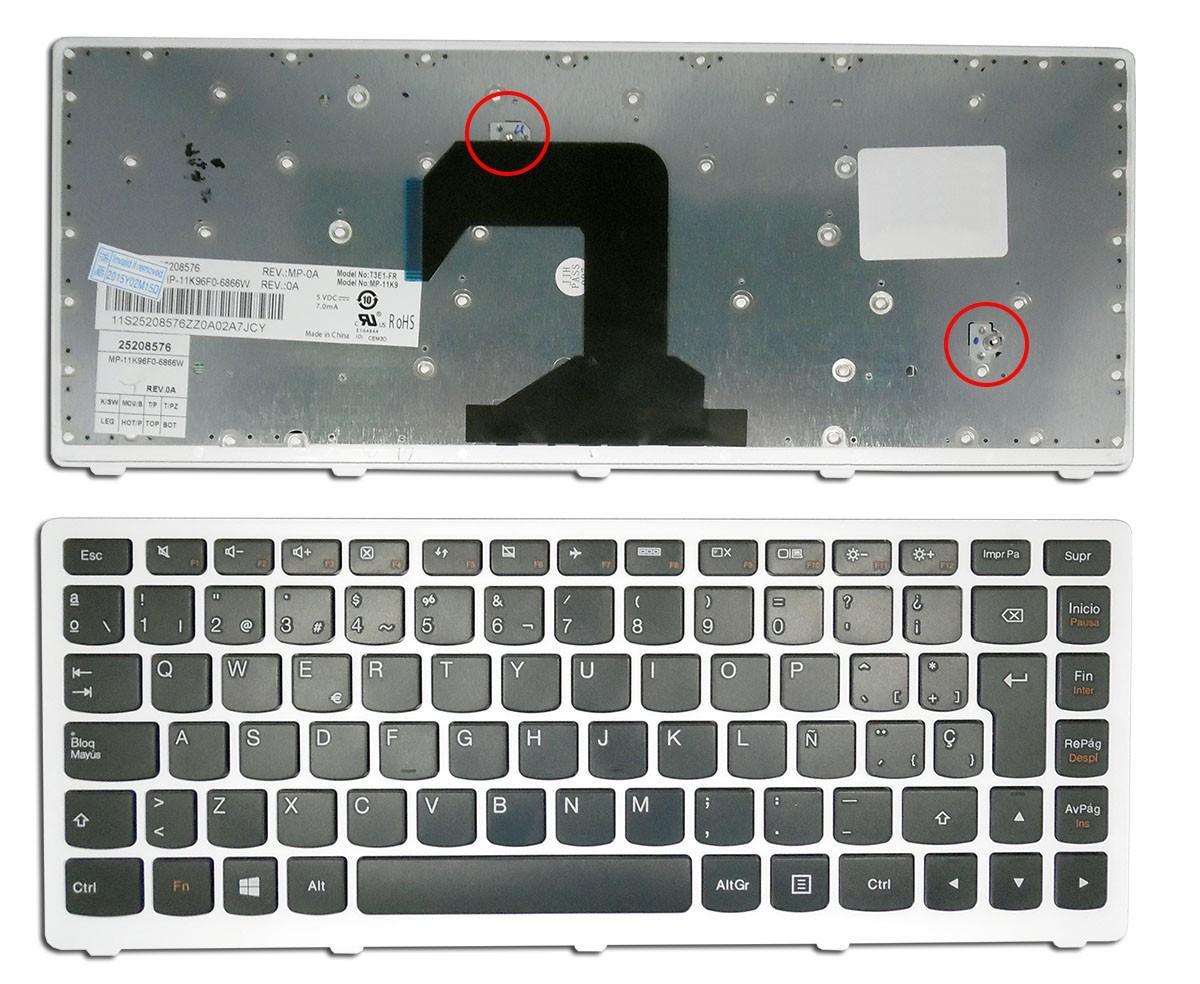 TECLADO PARA PORTATIL LENOVO S400 PRETO COM ESTRUTURA BRANCO