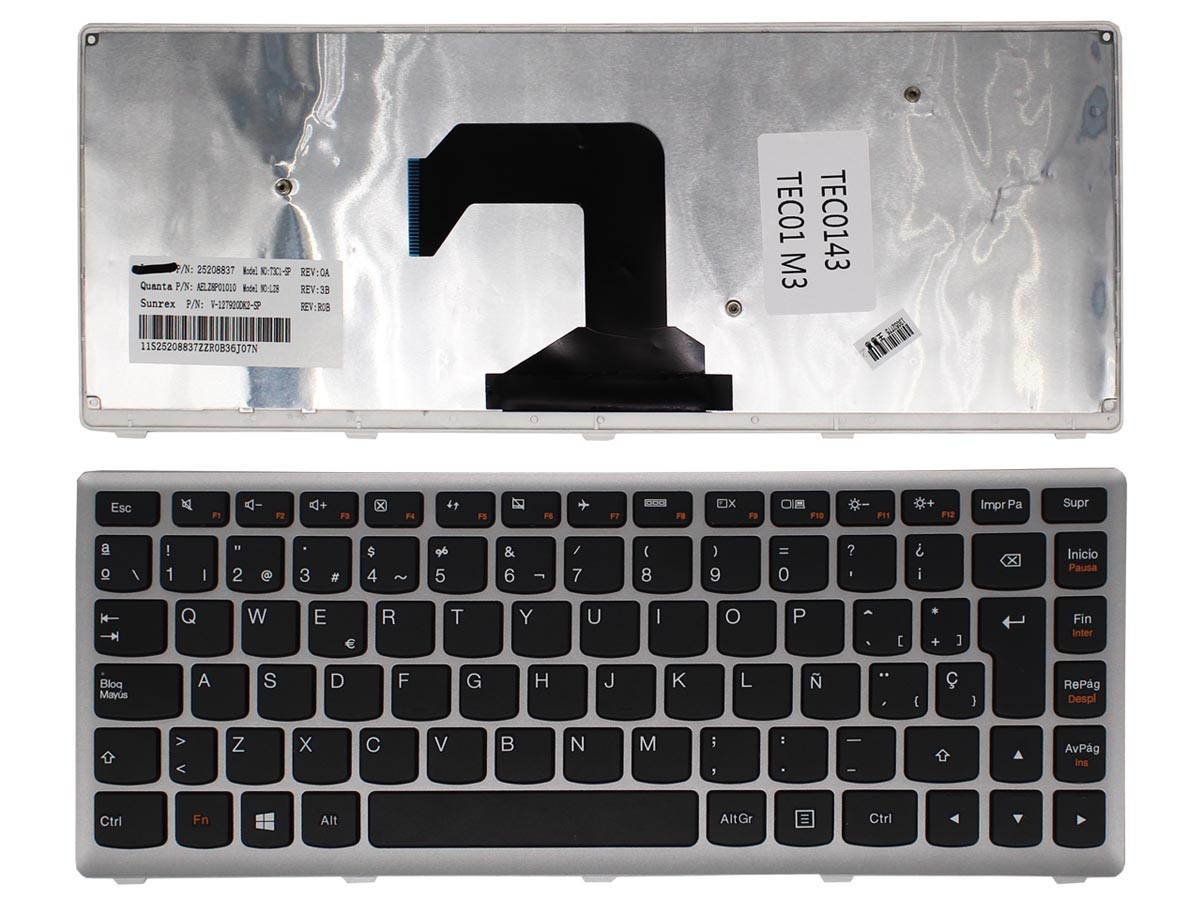 TECLADO PARA PORTATIL LENOVO U410 PRATA EN CASTELLANO