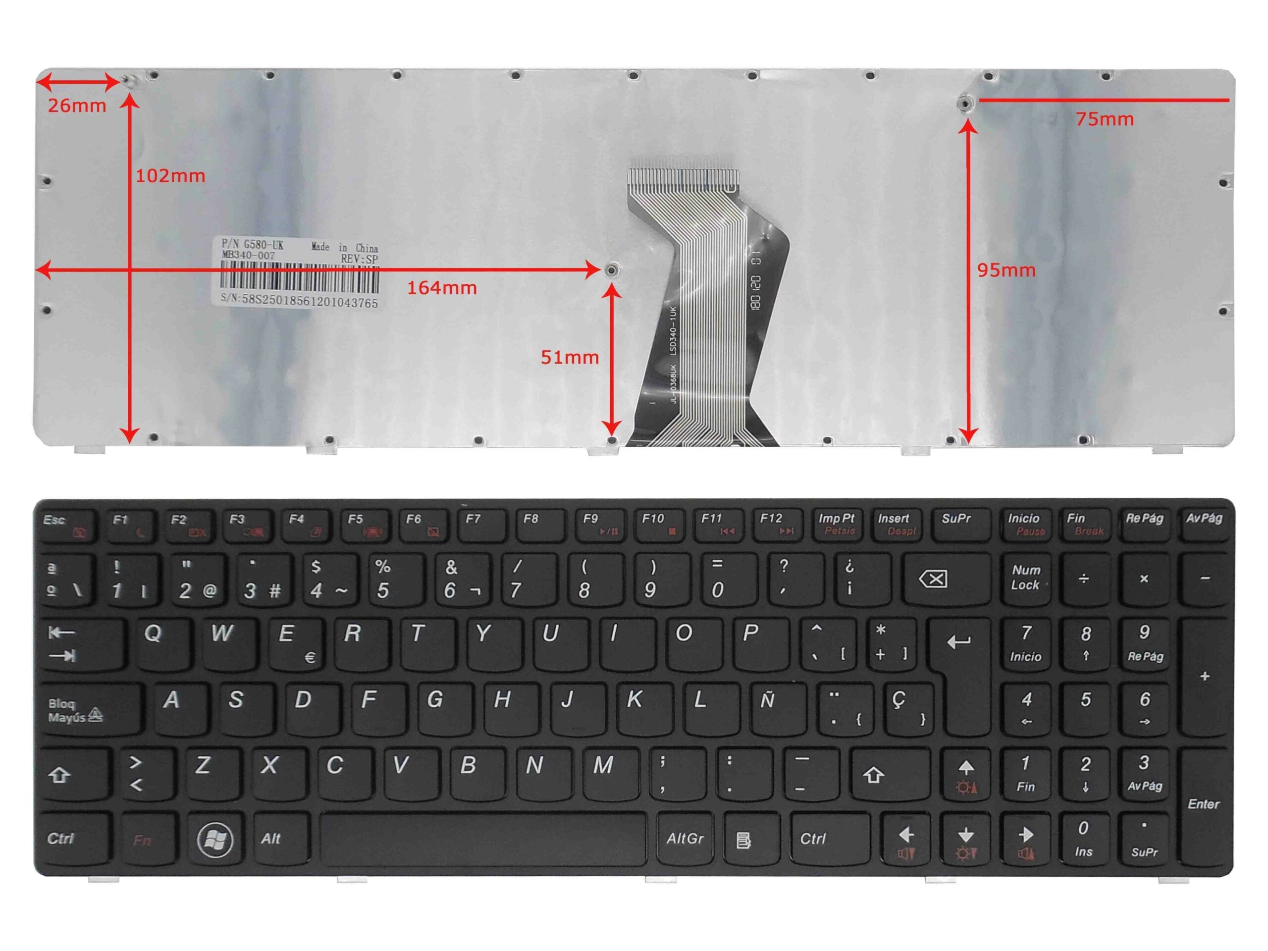TECLADO PARA PORTATIL IBM / LENOVO G580 G580a G585 G585a Z580 V580 SERIES