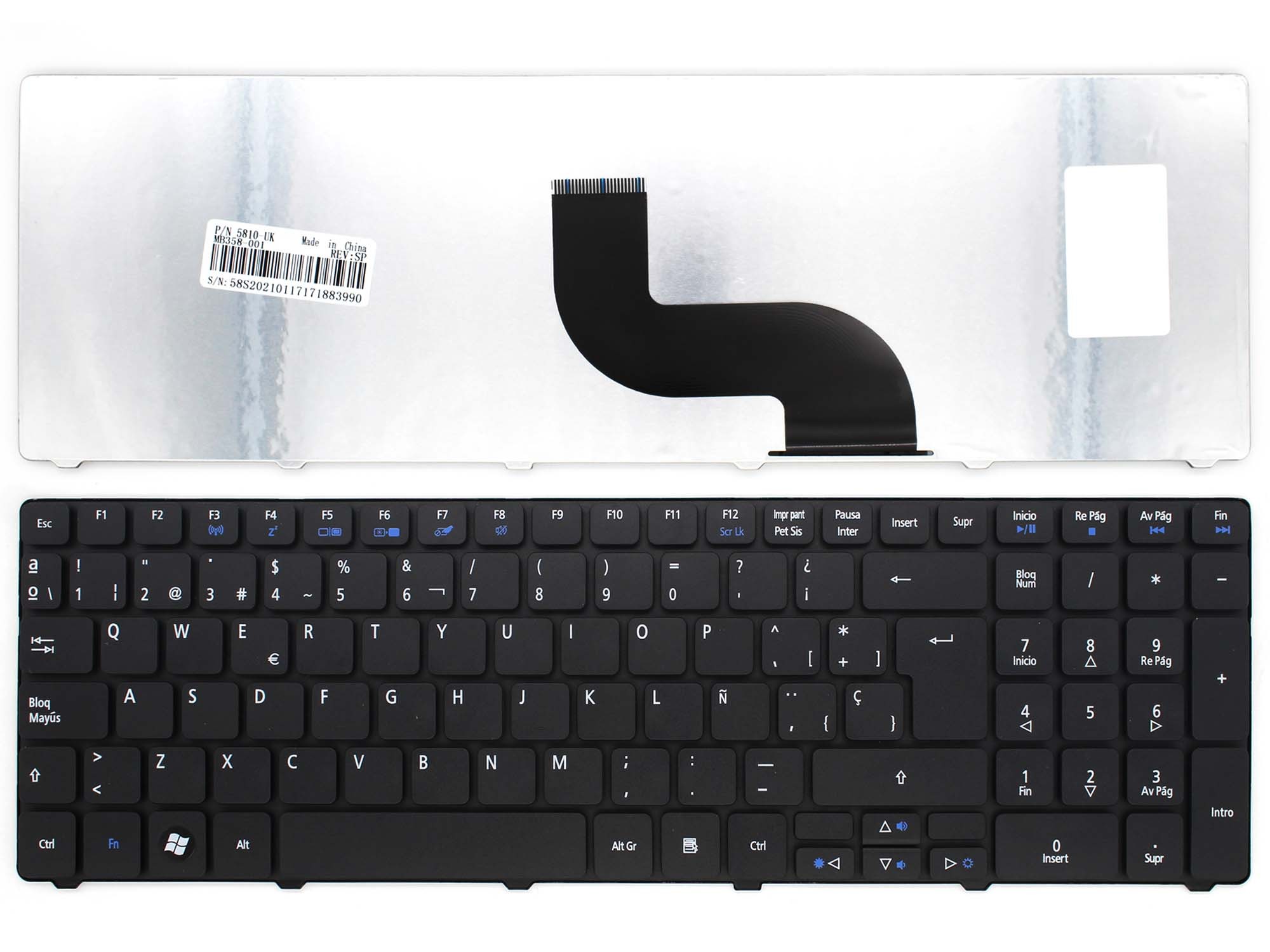 TECLADO PARA PORTATIL ACER AEZYDP00010 ZYD 9Z.N3M82.Q0S AUQ0S KB.I170A.222 NSK-AUB0S Z.N3M82.B0S PK130DQ1A17 KB.I