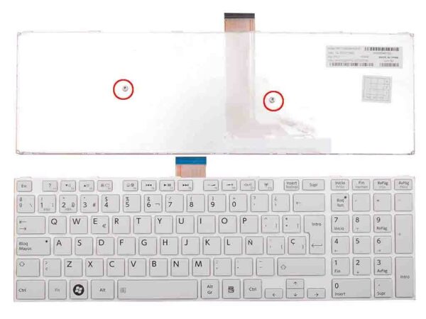Cópia de TECLADO PARA PORTATIL TOSHIBA S50-A S50D-A S50DT-A S50T-A S55-A S55D-A S55DT-A S55T-A BRANCO RECONDICIONADO