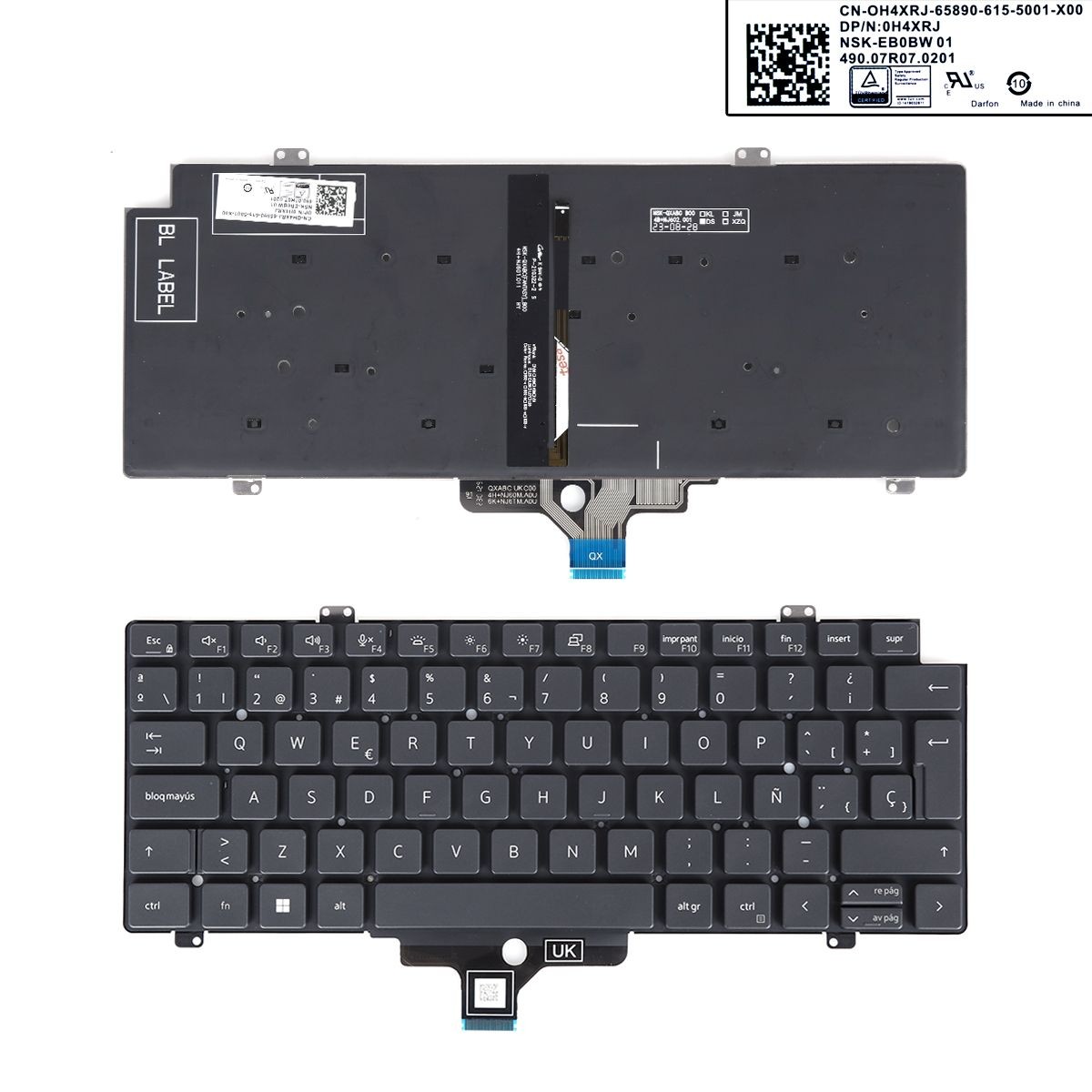 TECLADO PARA PORTATIL DELL LATITUDE 7410 7420 5420 0H4XRJ NSK-EB0BW 01 RETROILUMINADO PRETO