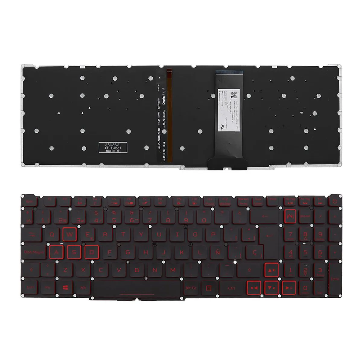 TECLADO RETROILUMINADO PARA LAPTOP ACER NITRO-4 AN515-54 AN515-43 AN517-51 AN715-51 (PRETO)
