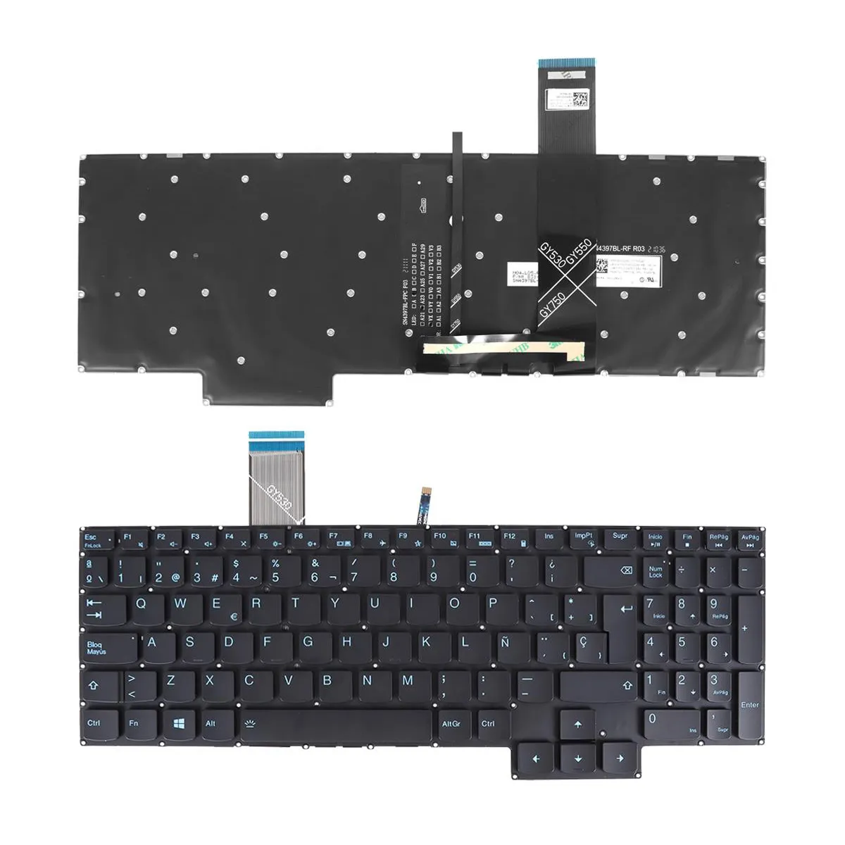 TECLADO PARA LAPTOP COM ILUMINAÇÃO DE FUNDO PARA LENOVO IDEAPAD 3-15IMH05 3-15ARH05 3-15ACH GY530 GY550 GY570 PRETO