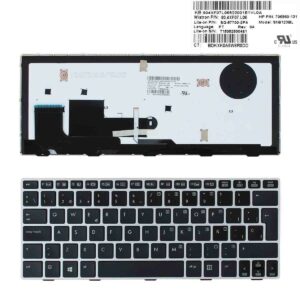 TECLADO BACKLIT PARA PORTATIL HP ELITEBOOk 810 G1 810 G2 810 G3 PRETO Y ESTRUTURA PRATA