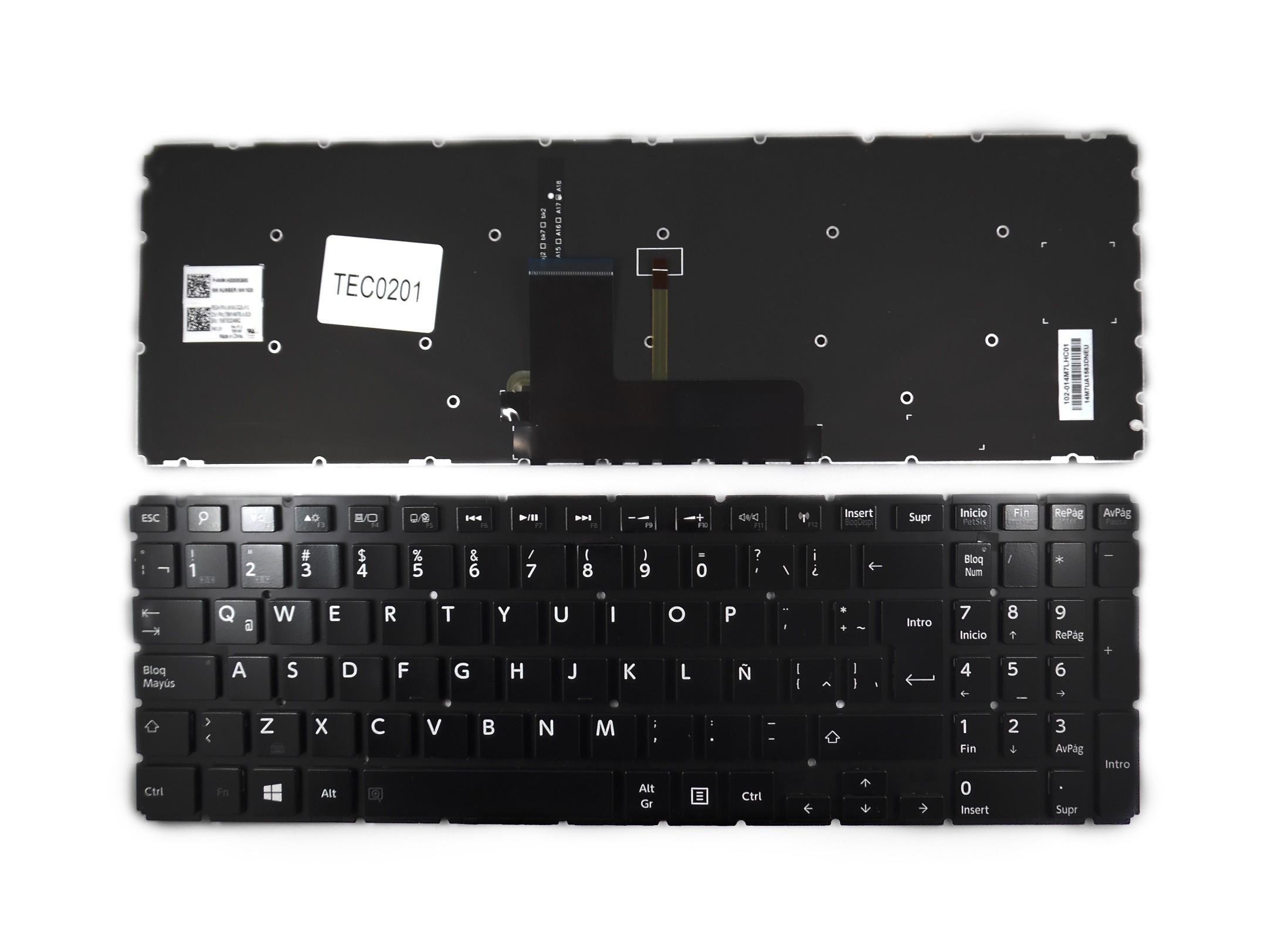 TECLADO BACKLIT PARA PORTATIL TOSHIBA SATELLITE L50-B L50D-B 0KN0-DQ3LA12 TBM14M76LAJ528