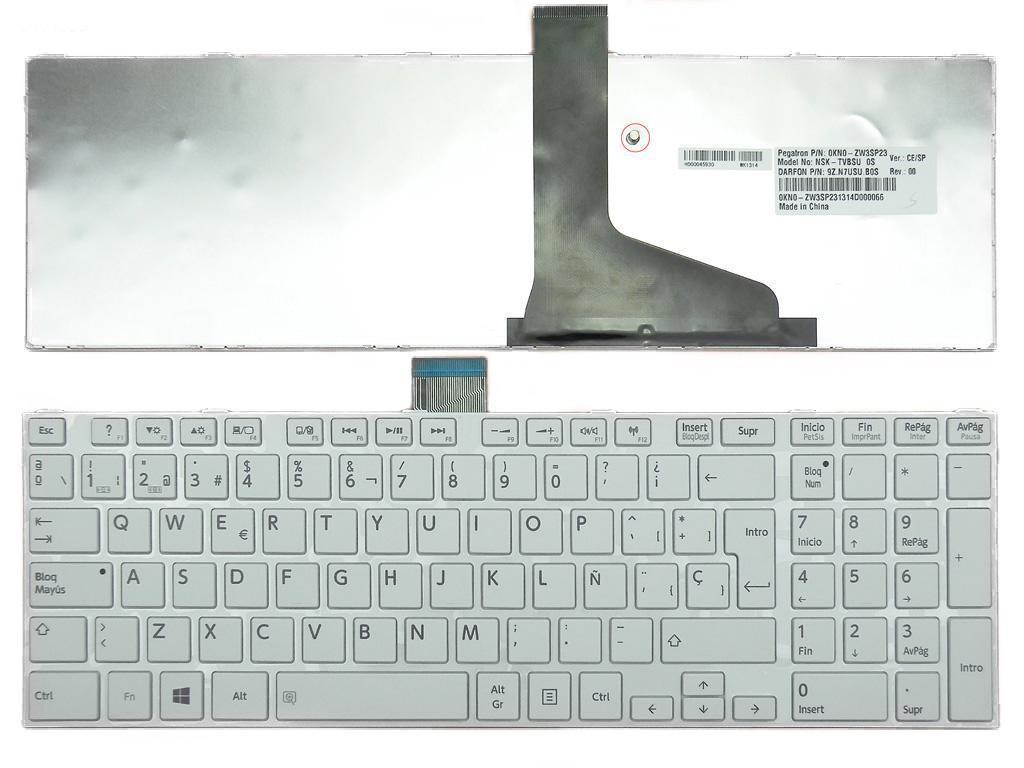 TECLADO PARA PORTATIL TOSHIBA SATELLITE L850, L950 C855 PSCBYE-04500RIT BRANCO