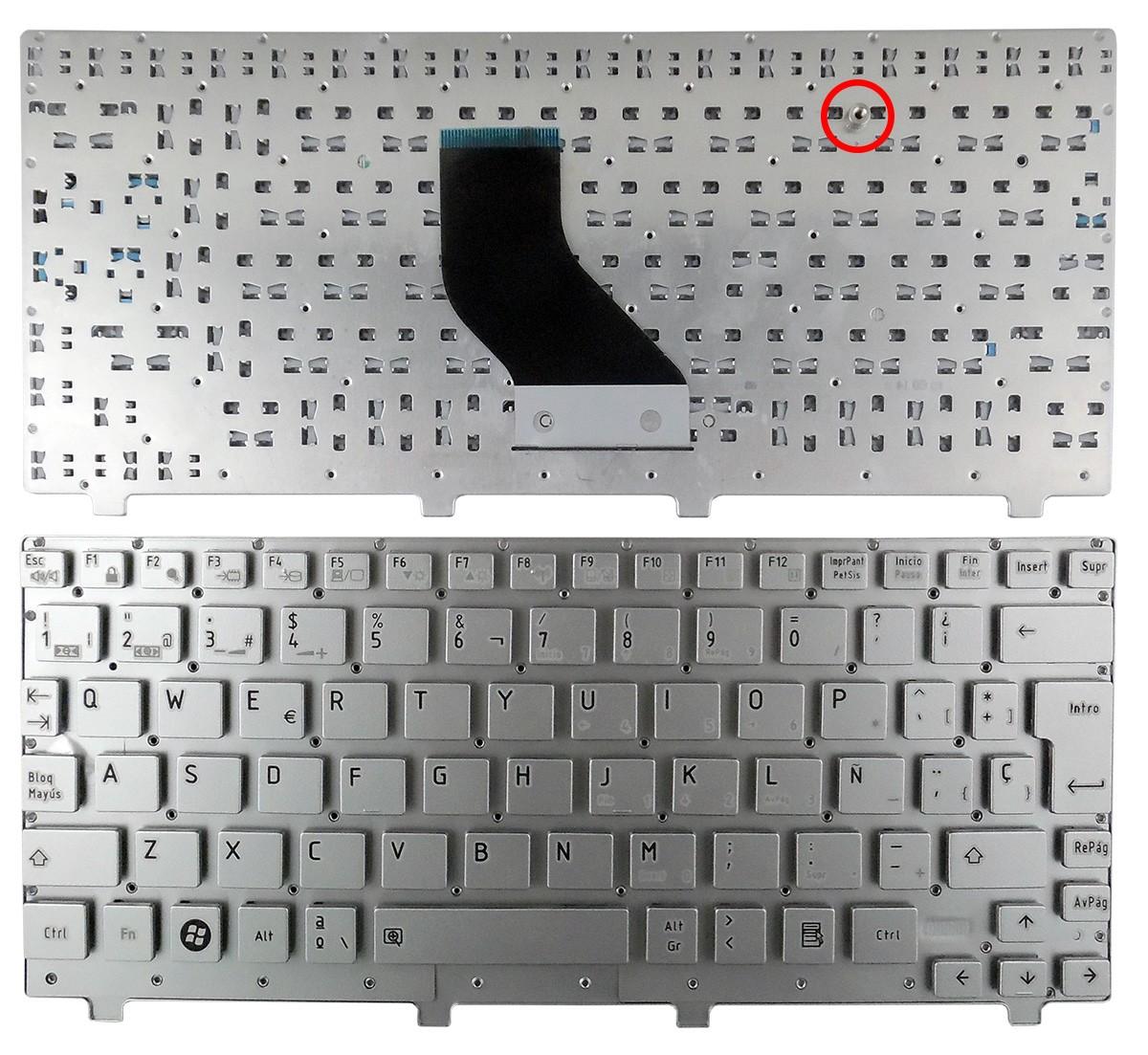 TECLADO PARA PORTATIL TOSHIBA NB200 NB255 NB305 NB500 NB505 SIN ESTRUTURA PRATA