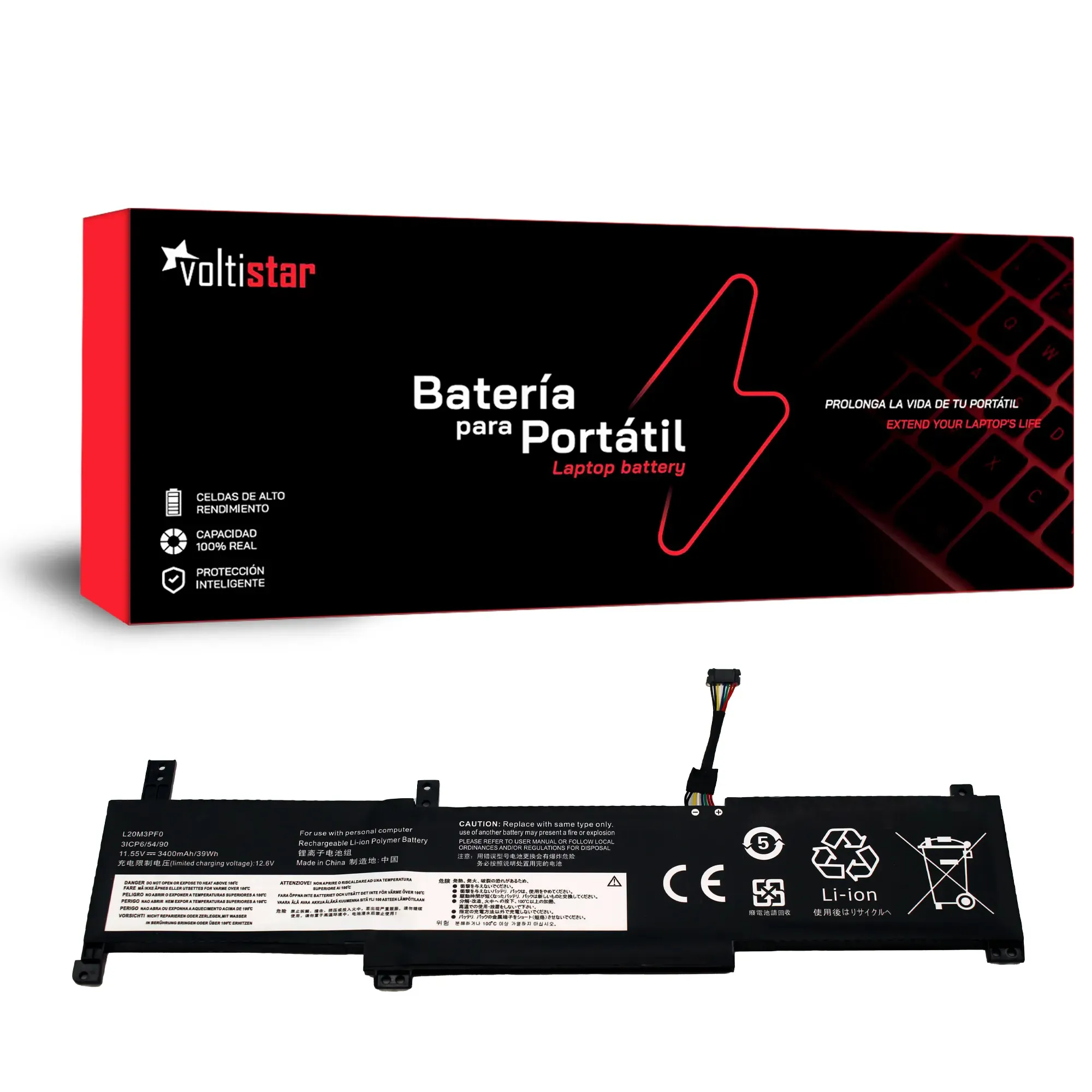 BATERIA PORTÁTIL LENOVO IDEAPAD 3-14ABA7-82RM0018TW L20C3PF0 TYPE-B 11,1V 4054MAH