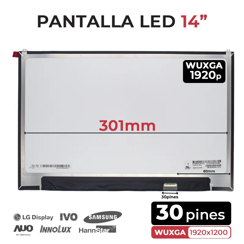 ECRÃ LED DE 14" PARA PORTÁTIL LG GRAM 14Z90P LP140WU1 (SP)(A1) LP140WU1 (SP)(H1) LP140WU1 (SP)(F1)