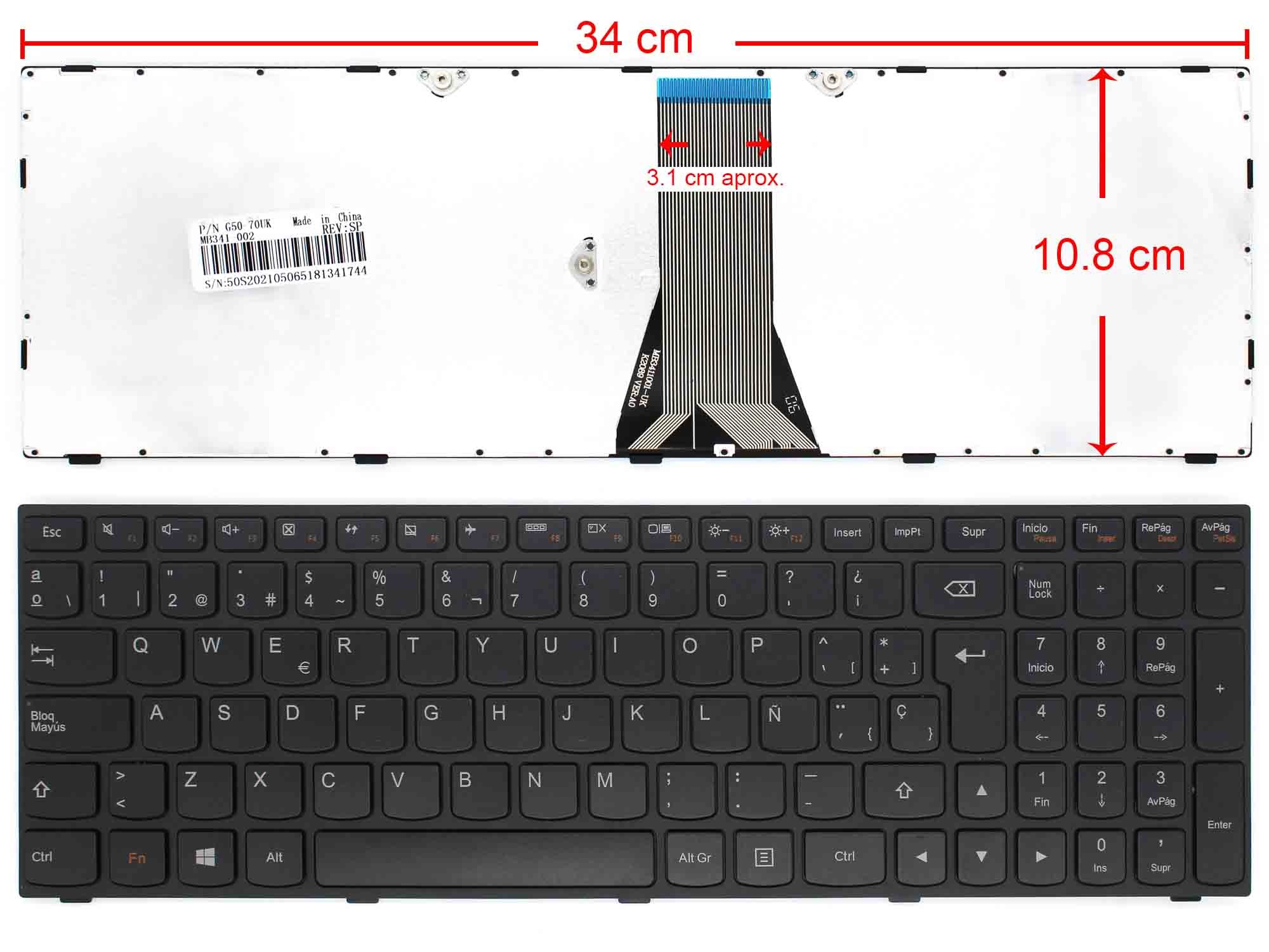 TECLADO PARA PORTATIL LENOVO IDEAPAD G50-70 Z50-70 G50-30 Z50 B50-70 G500S G50-80 - Image 3