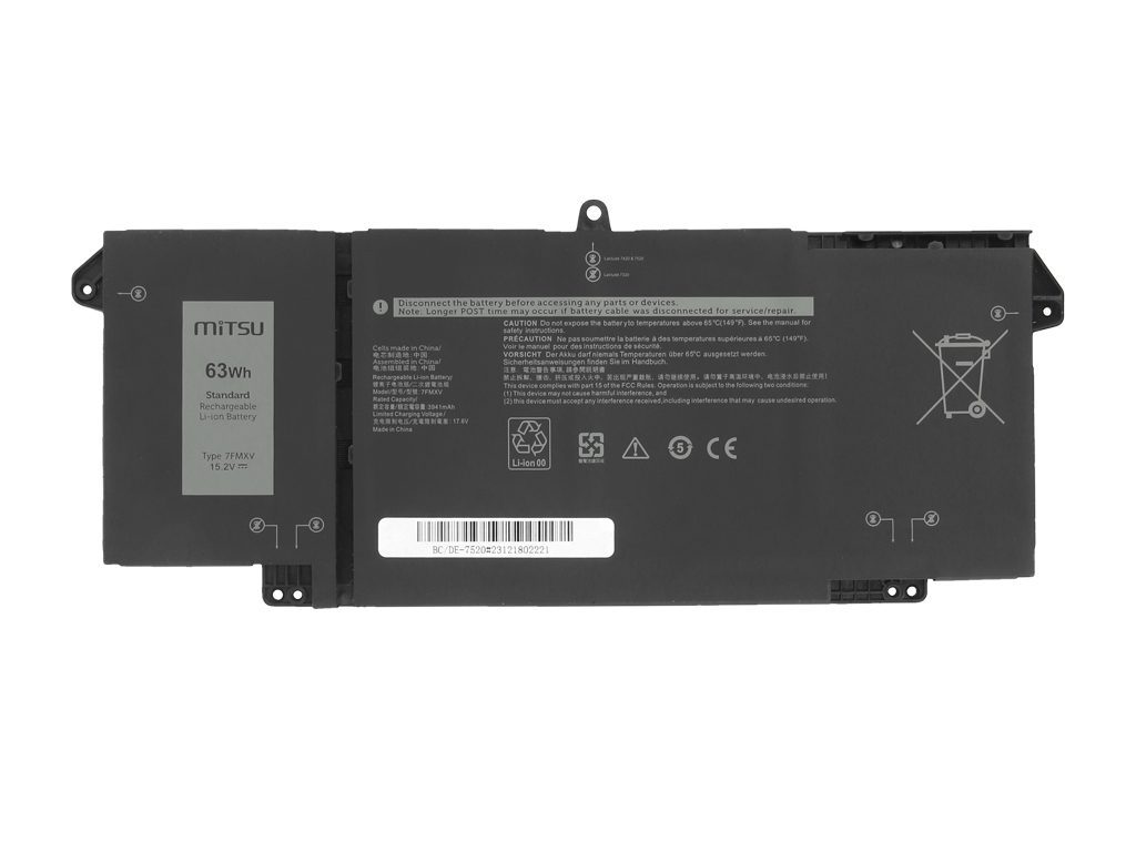 Bateria Mitsu para Dell Latitude 5320, 7320, 7520, 7FMXV - Image 4
