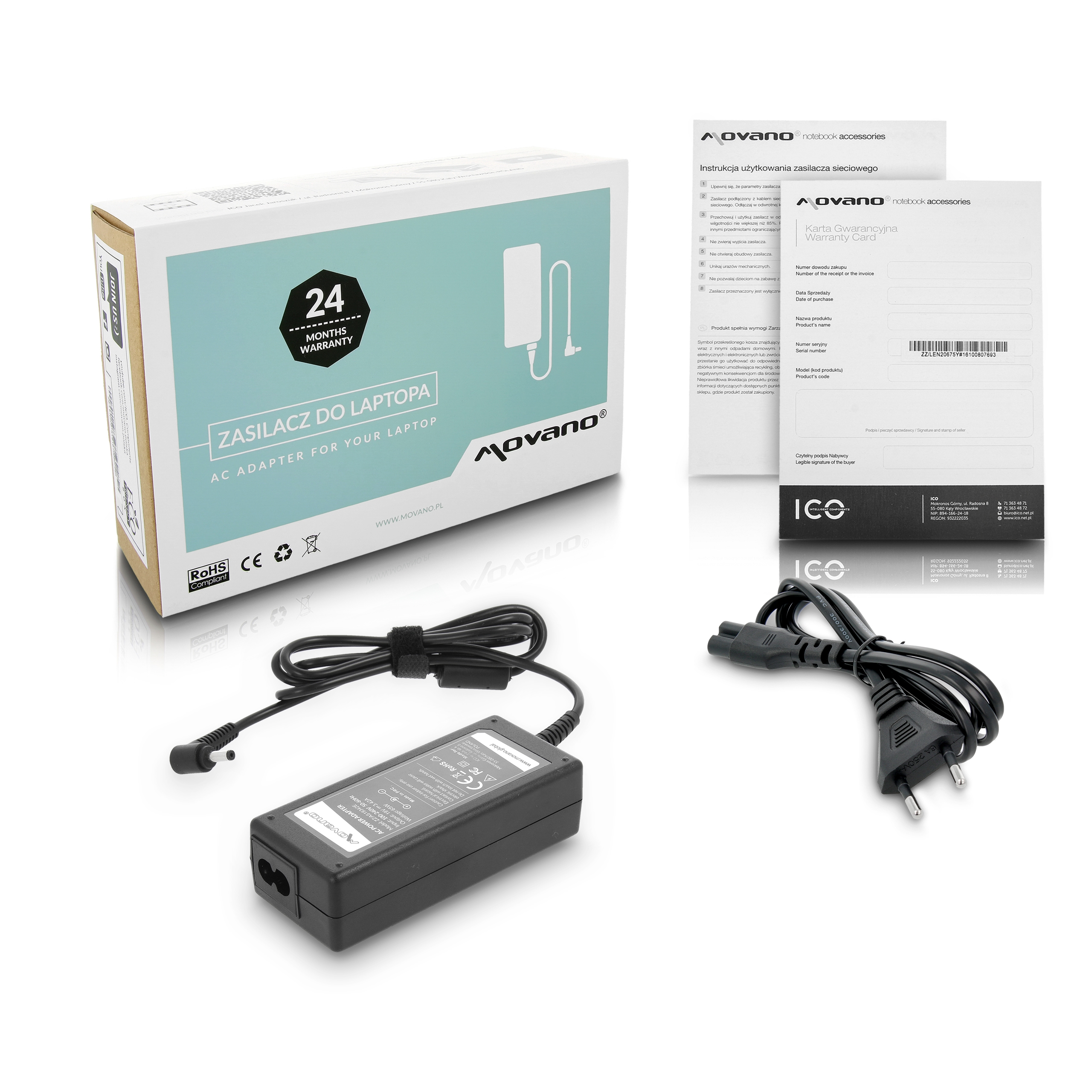 Carregador Movano 19V 3.42A (4.0x1.35 mm) 65W para Asus