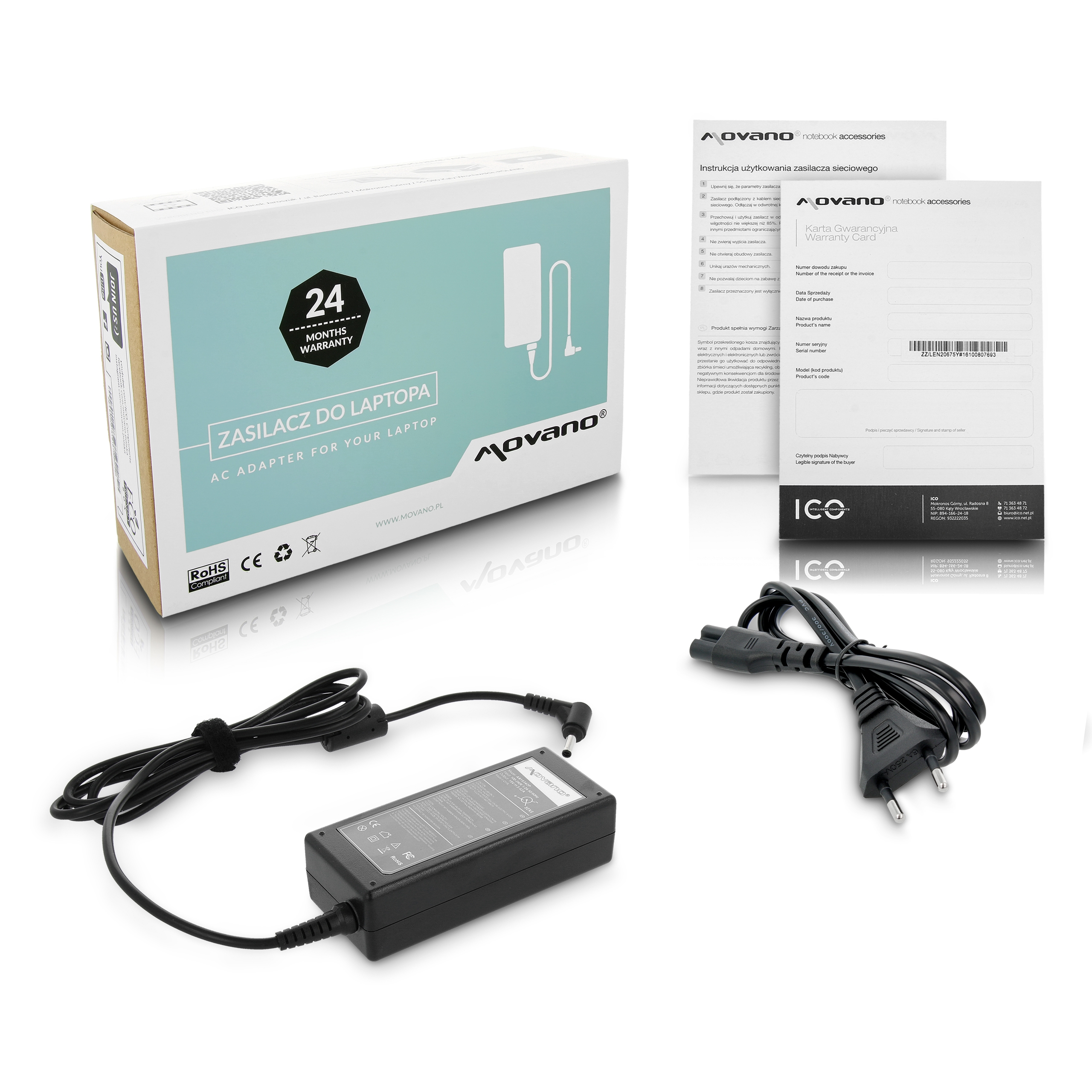 Carregador Movano 19V 3.42A (4.5x3.0 mm) 65W para Asus